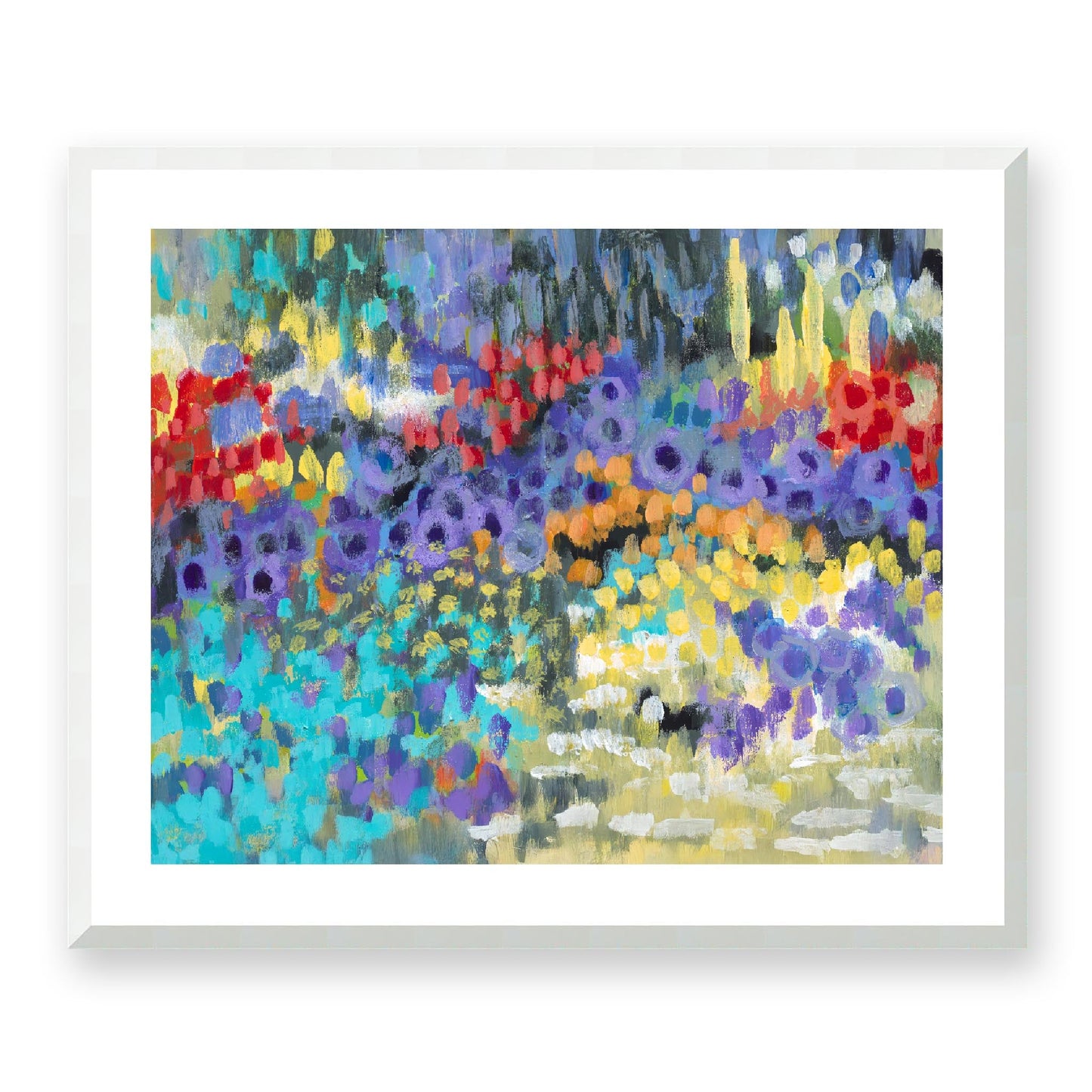 Framed Fine Art Print, White Mat - 14x12 19x16 24x20 29x24 34x28 39x32 inches | Floral Garden Two in Acrylic, FPH-1000-1145, Prints, Fine art, White Frame, 74 x 61 cm, 29 x 24 inches