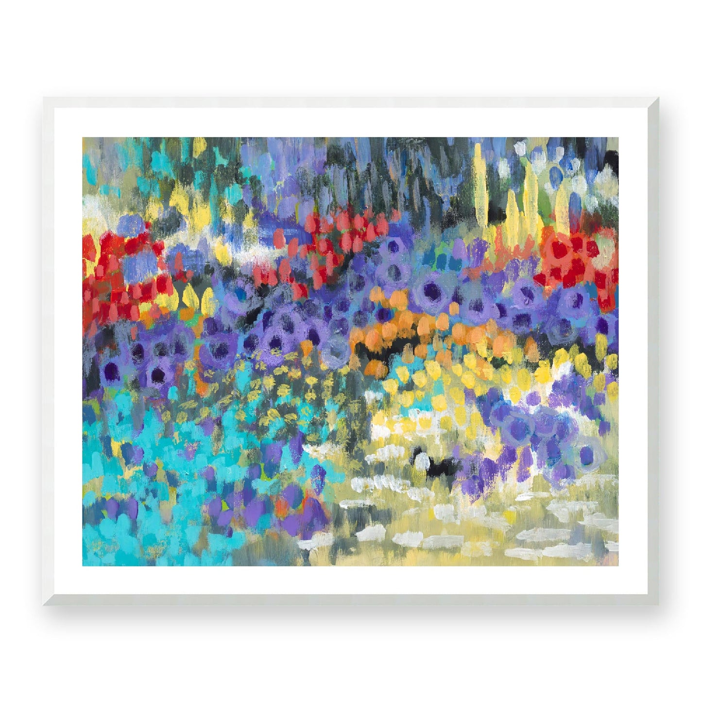 Framed Fine Art Print, White Mat - 14x12 19x16 24x20 29x24 34x28 39x32 inches | Floral Garden Two in Acrylic, FPH-1000-1145, Prints, Fine art, White Frame, 99 x 81 cm, 39 x 32 inches