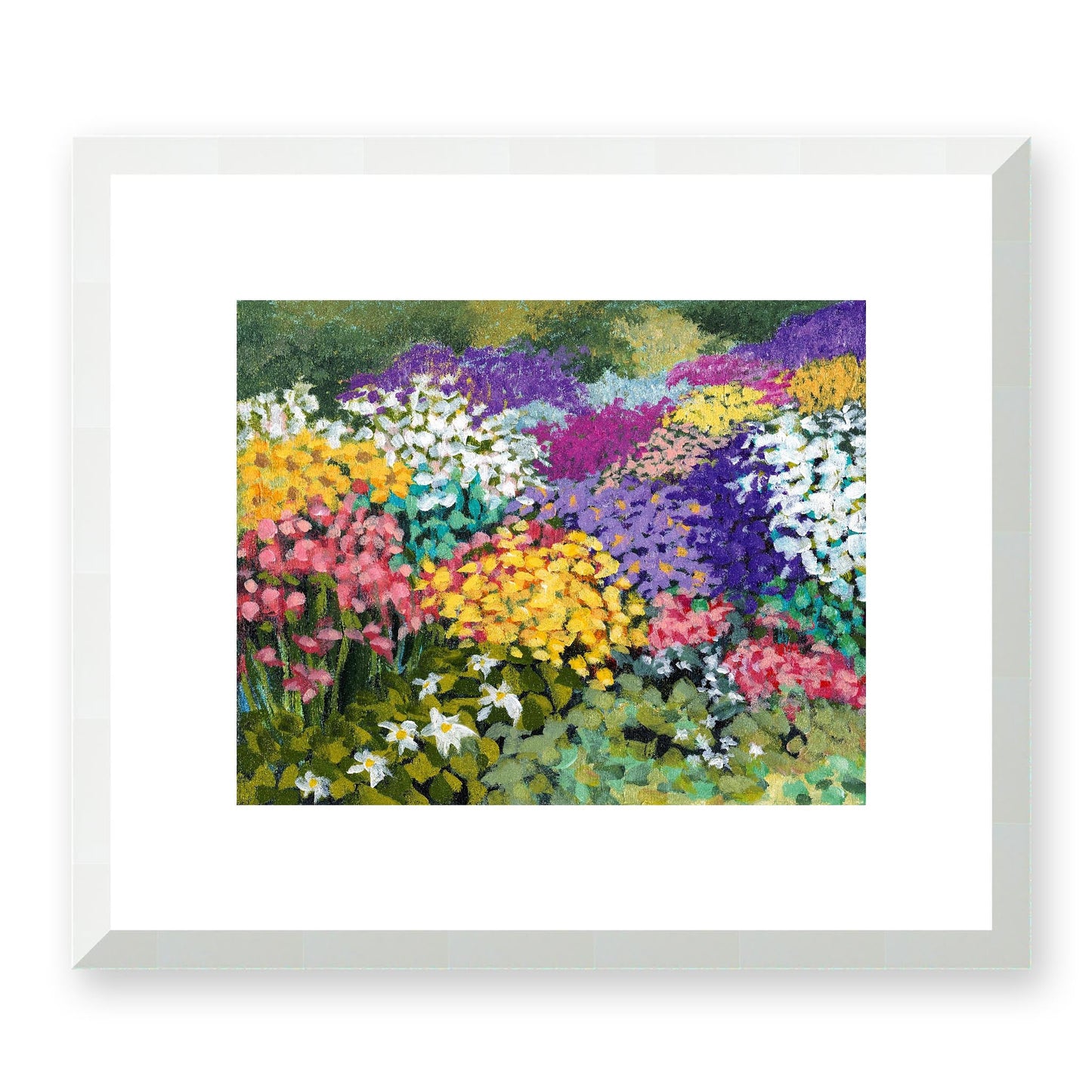 Framed Fine Art Print, White Mat - 14x12 19x16 24x20 29x24 34x28 39x32 inches | Floral Garden Three in Acrylic, FPH-1000-1147, Prints, Fine art, White Frame, 36 x 30 cm, 14 x 12 inches