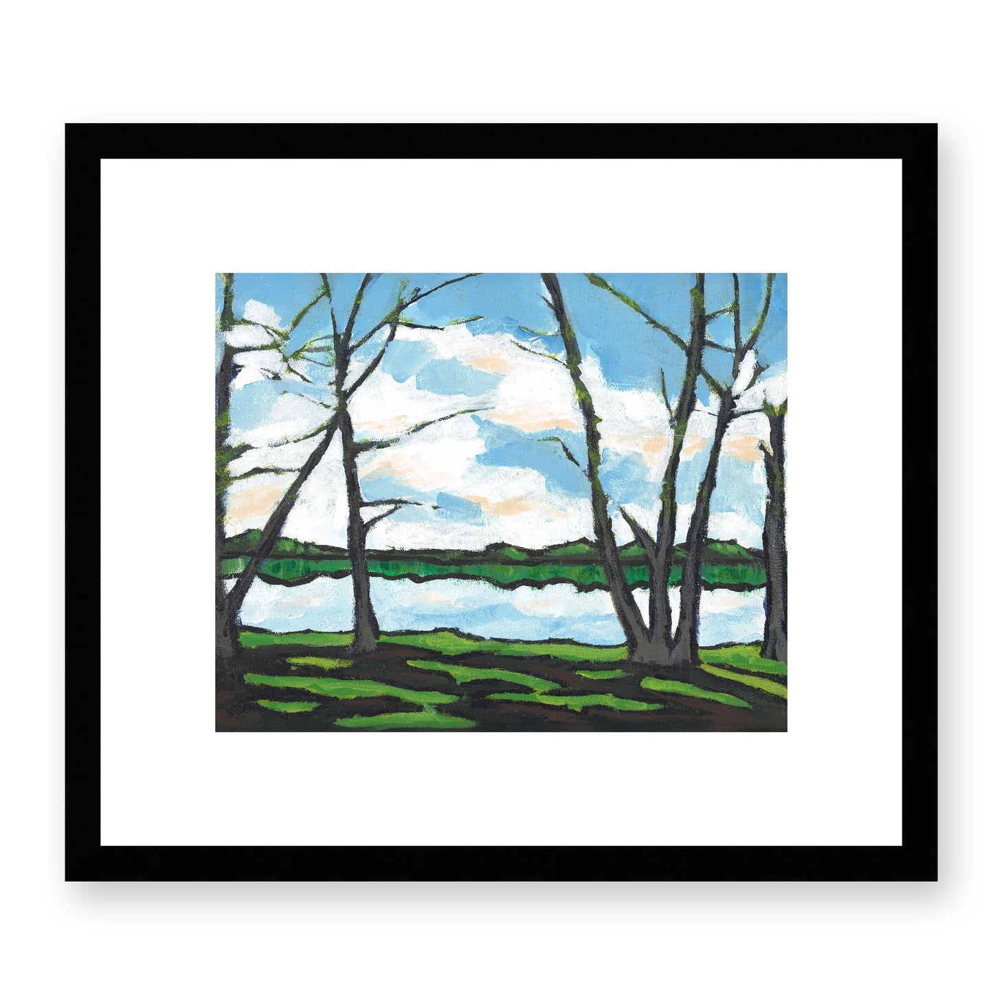 Framed Fine Art Print, White Mat - 14x12 19x16 24x20 29x24 34x28 39x32 inches | Lakeshore, FPH-1101, Prints, Fine art, Black Frame, 36 x 30 cm, 14 x 12 inches