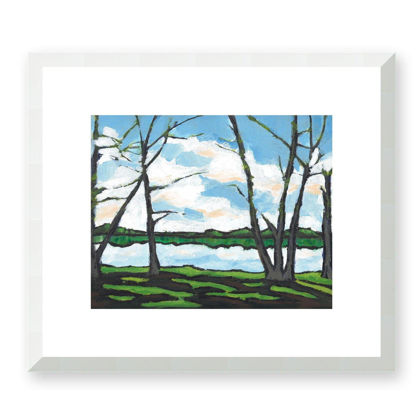 Framed Fine Art Print, White Mat - 14x12 19x16 24x20 29x24 34x28 39x32 inches | Lakeshore, FPH-1101, Prints, Fine art, White Frame, 36 x 30 cm, 14 x 12 inches