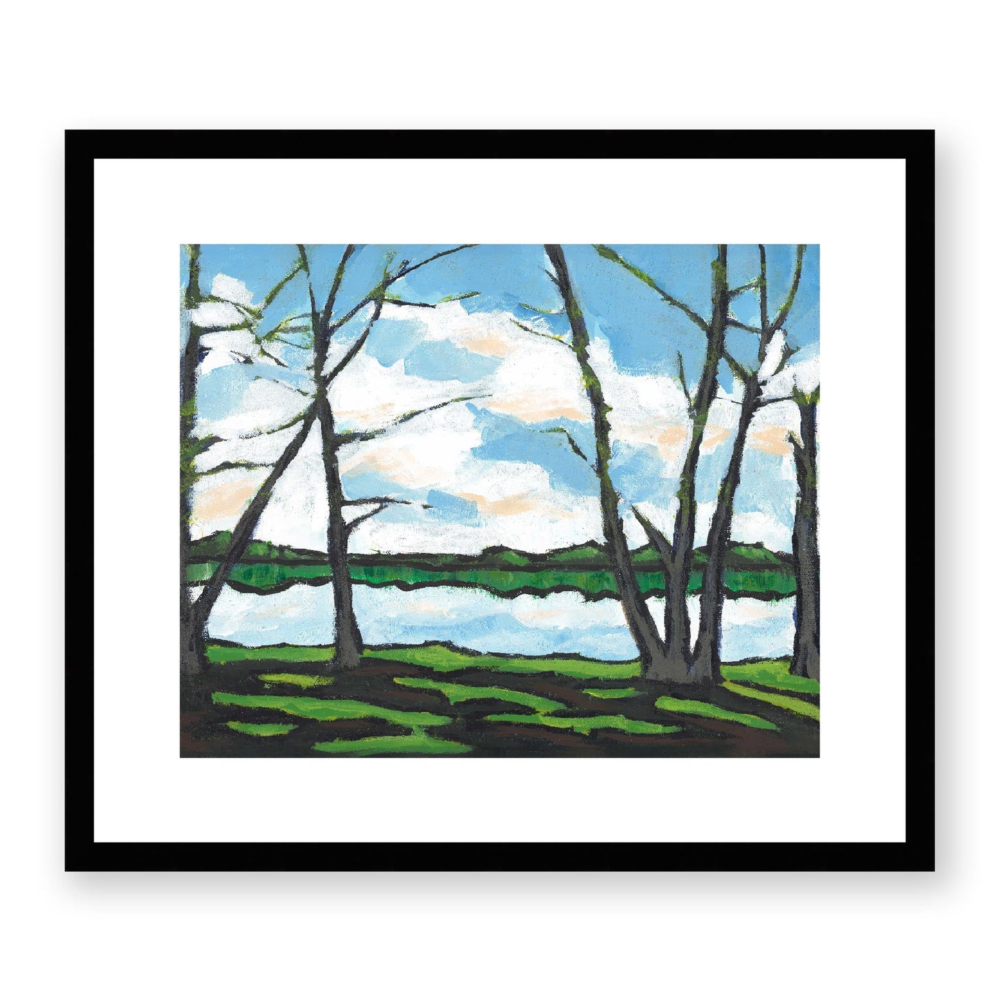 Framed Fine Art Print, White Mat - 14x12 19x16 24x20 29x24 34x28 39x32 inches | Lakeshore, FPH-1101, Prints, Fine art, Black Frame, 48 x 41 cm, 19 x 16 inches