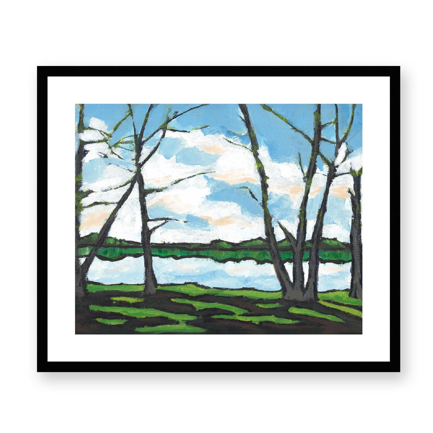 Framed Fine Art Print, White Mat - 14x12 19x16 24x20 29x24 34x28 39x32 inches | Lakeshore, FPH-1101, Prints, Fine art, Black Frame, 61 x 51 cm, 24 x 20 inches