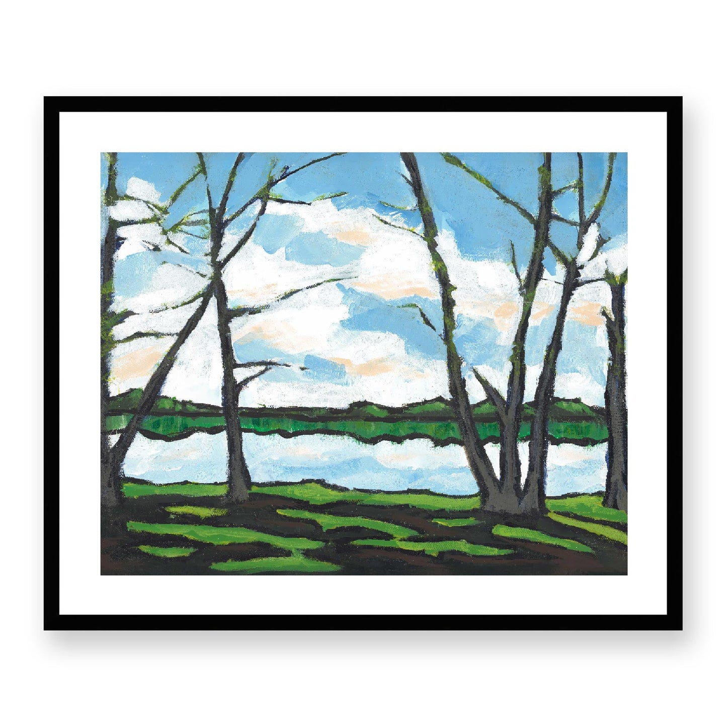 Framed Fine Art Print, White Mat - 14x12 19x16 24x20 29x24 34x28 39x32 inches | Lakeshore, FPH-1101, Prints, Fine art, Black Frame, 74 x 61 cm, 29 x 24 inches