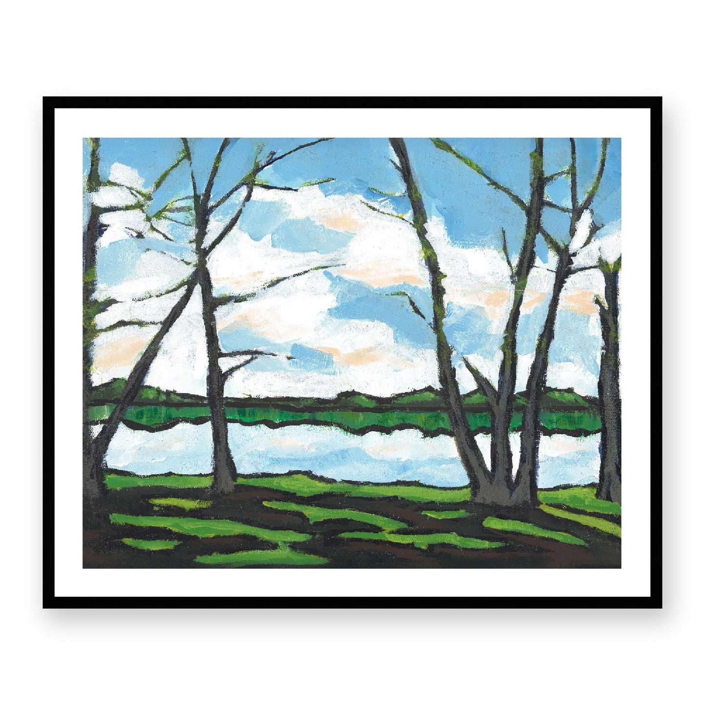 Framed Fine Art Print, White Mat - 14x12 19x16 24x20 29x24 34x28 39x32 inches | Lakeshore, FPH-1101, Prints, Fine art, Black Frame, 99 x 81 cm, 39 x 32 inches