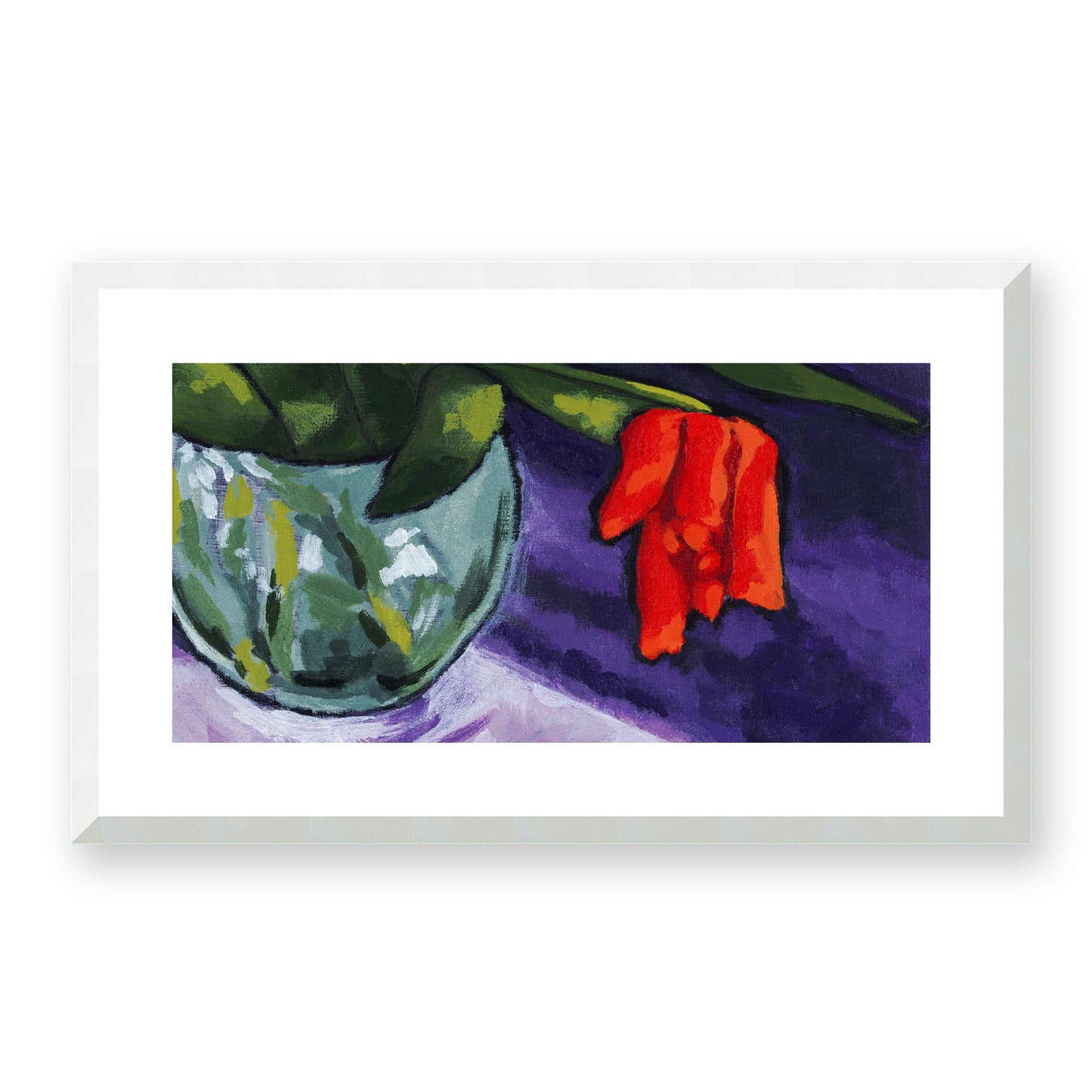 Framed Fine Art Print, White Mat - 24x14 inches | Potted Red Tulip, FPH-1111-002, Prints, Fine art, White Frame, 61 x 36 cm, 24 x 14 inches
