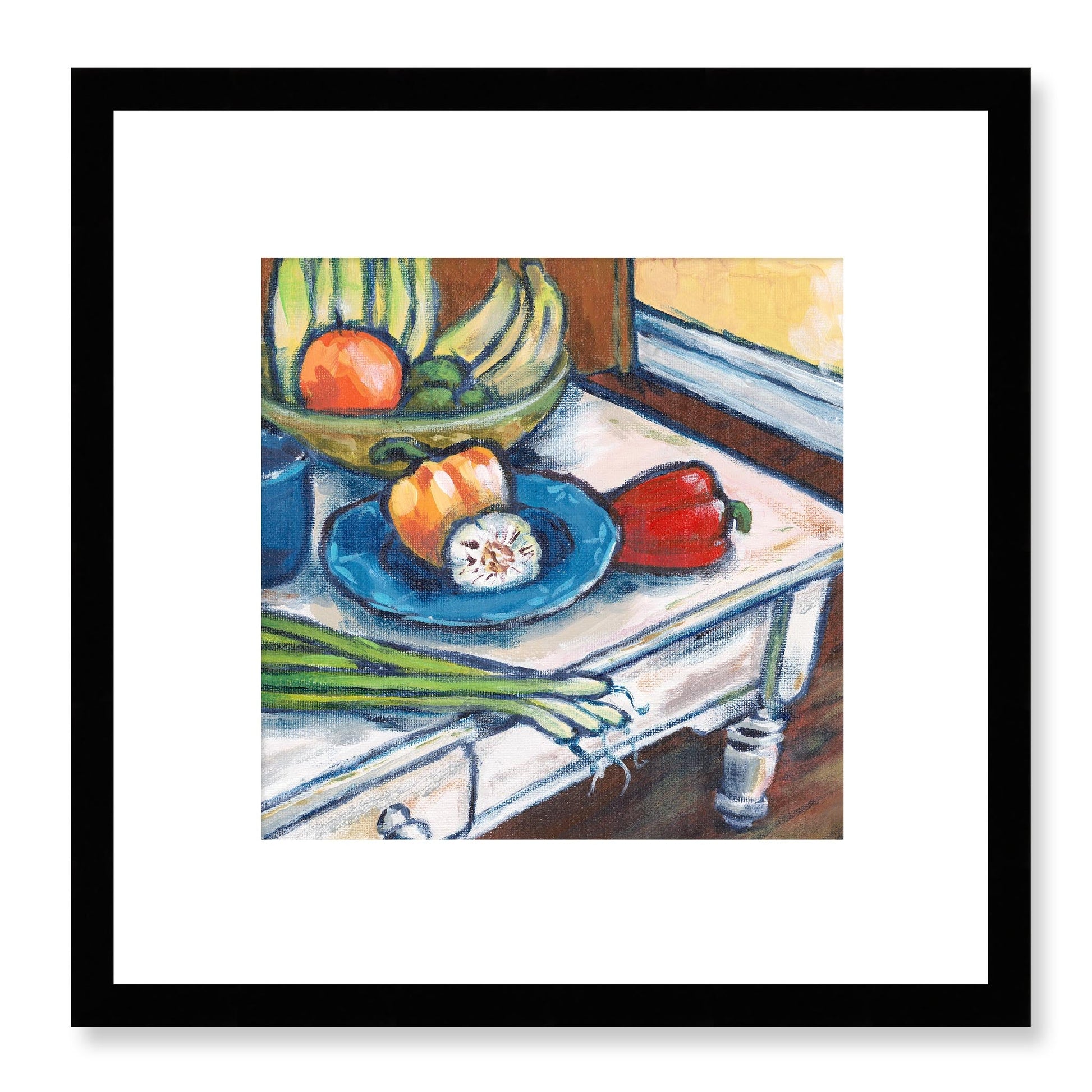Framed Fine Art Print, White Mat - 12x12 inches | Still Life in Acrylic, FPS-1000-1101, Prints, Fine art, Black Frame, 30 x 30 cm ,12 x 12 inches