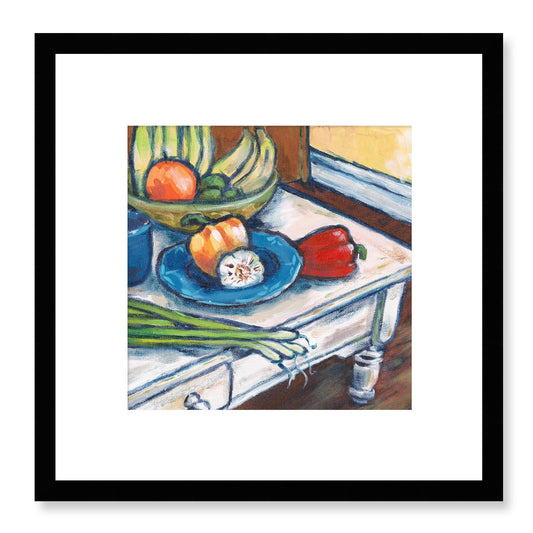 Framed Fine Art Print, White Mat - 12x12 inches | Still Life in Acrylic, FPS-1000-1101, Prints, Fine art, Black Frame, 30 x 30 cm ,12 x 12 inches