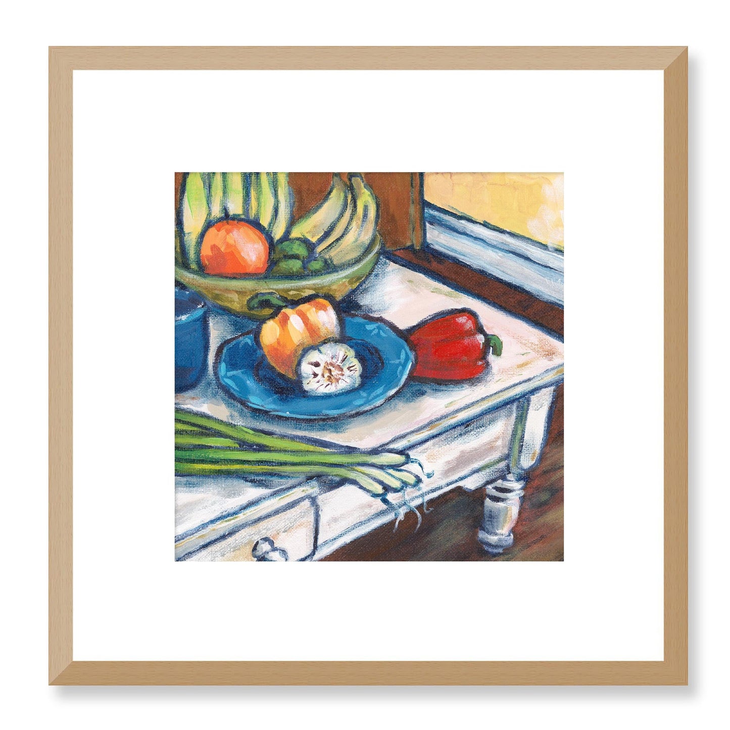 Framed Fine Art Print, White Mat - 12x12 inches | Still Life in Acrylic, FPS-1000-1101, Prints, Fine art, Natural Frame, 30 x 30 cm ,12 x 12 inches