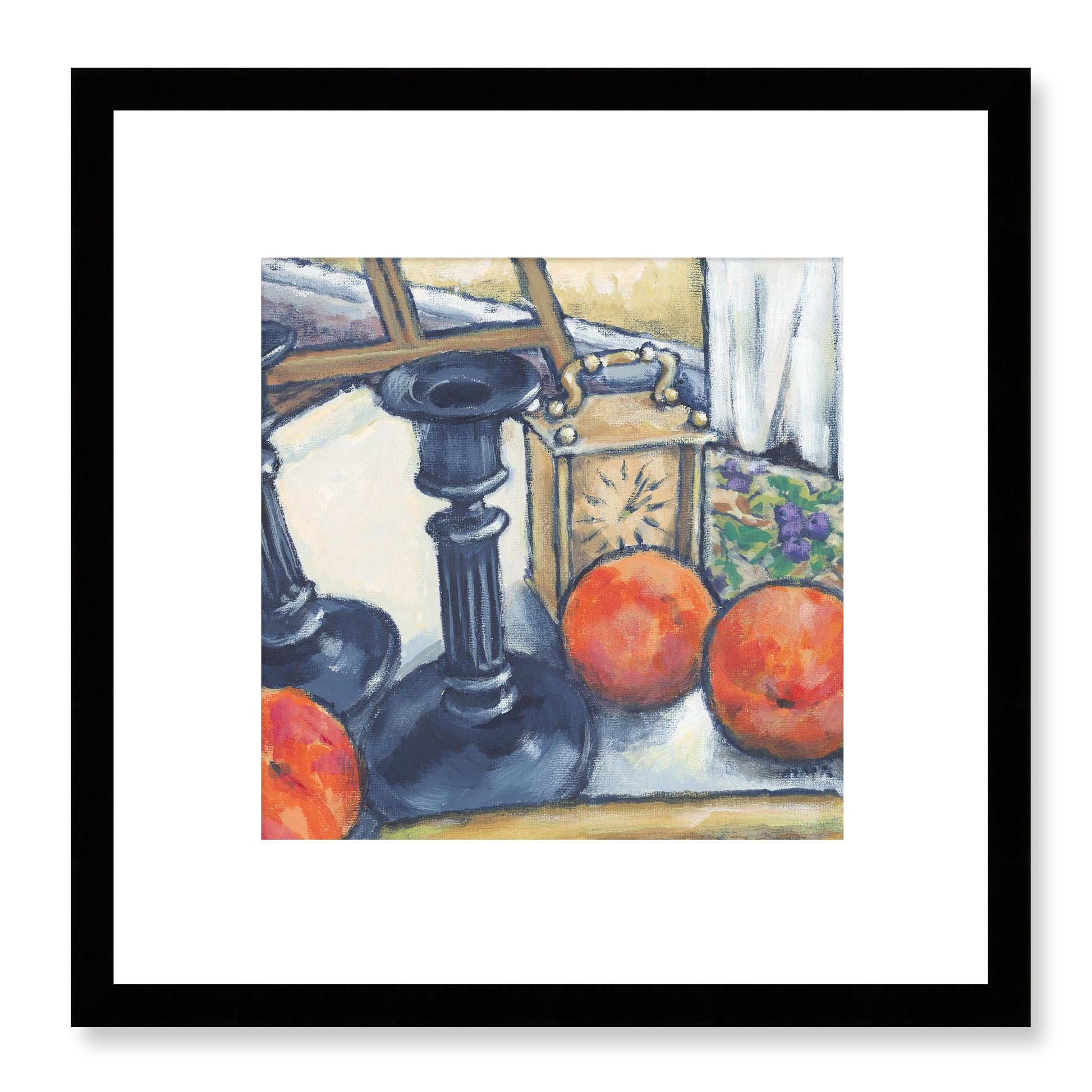 Framed Fine Art Print, White Mat - 12x12 inches | Still Life in Acrylic, FPS-1000-1102, Prints, Fine art, Black Frame, 30 x 30 cm ,12 x 12 inches
