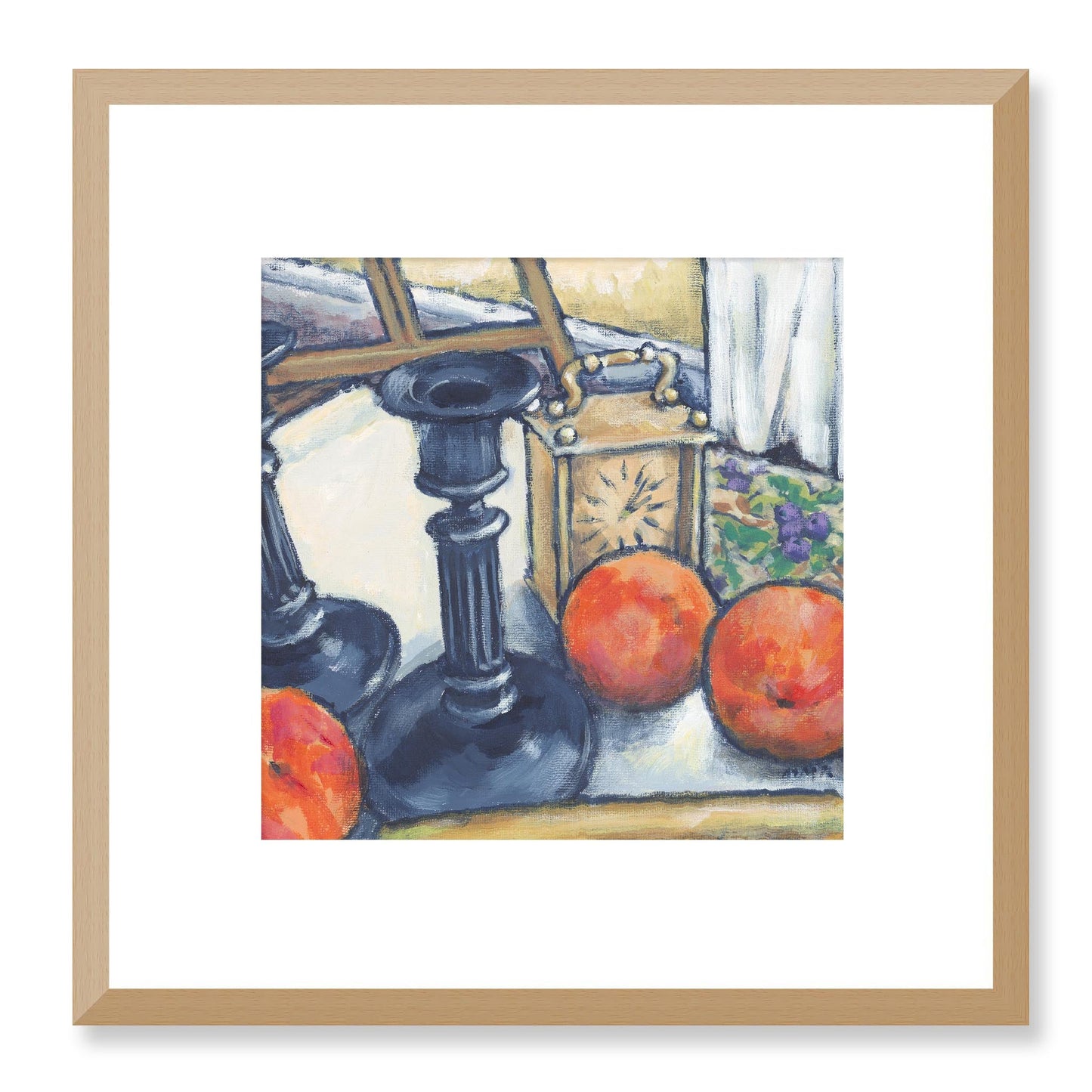 Framed Fine Art Print, White Mat - 12x12 inches | Still Life in Acrylic, FPS-1000-1102, Prints, Fine art, Natural Frame, 30 x 30 cm ,12 x 12 inches