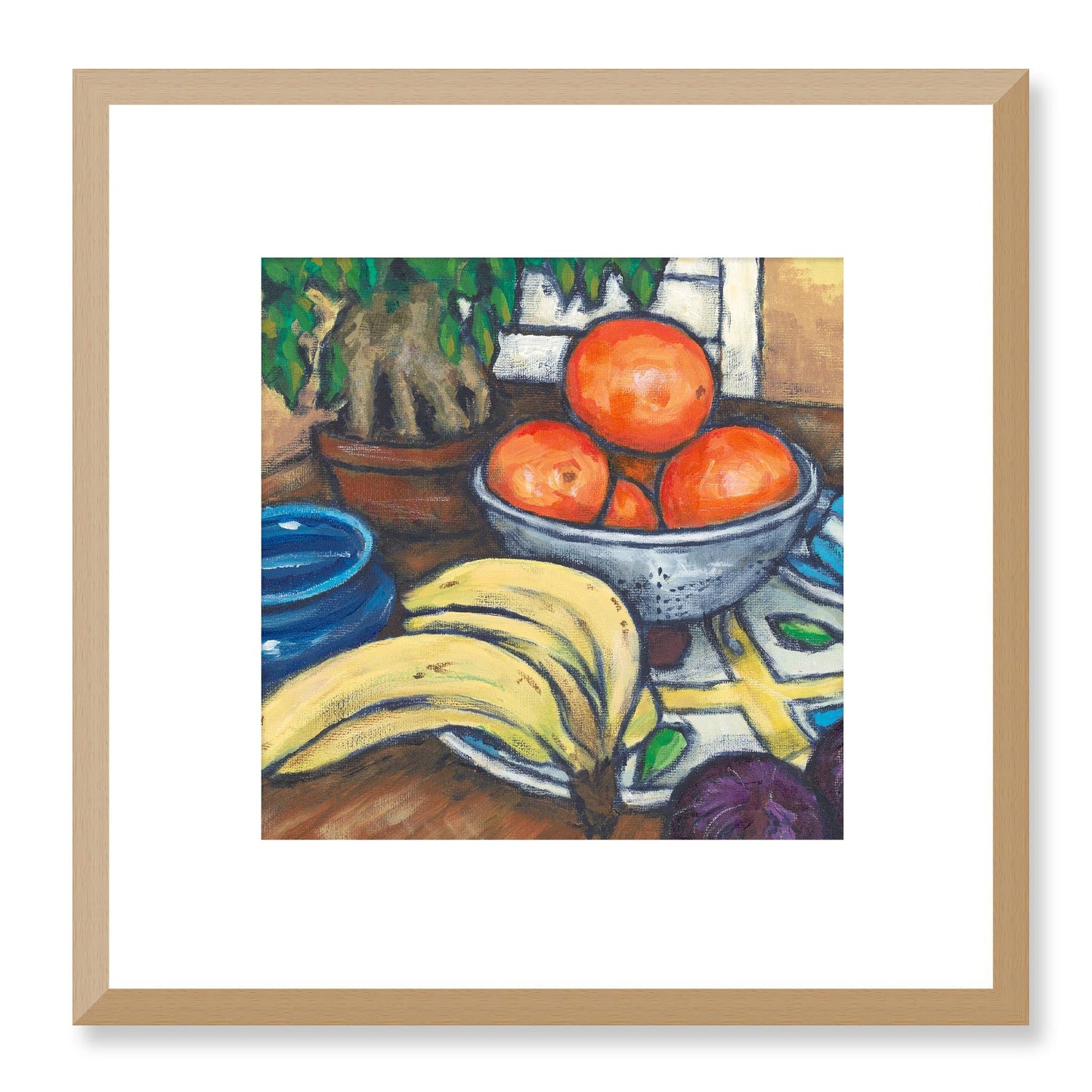 Framed Fine Art Print, White Mat - 12x12 inches | Still Life in Acrylic, FPS-1000-1104, Prints, Fine art, Natural Frame, 30 x 30 cm ,12 x 12 inches