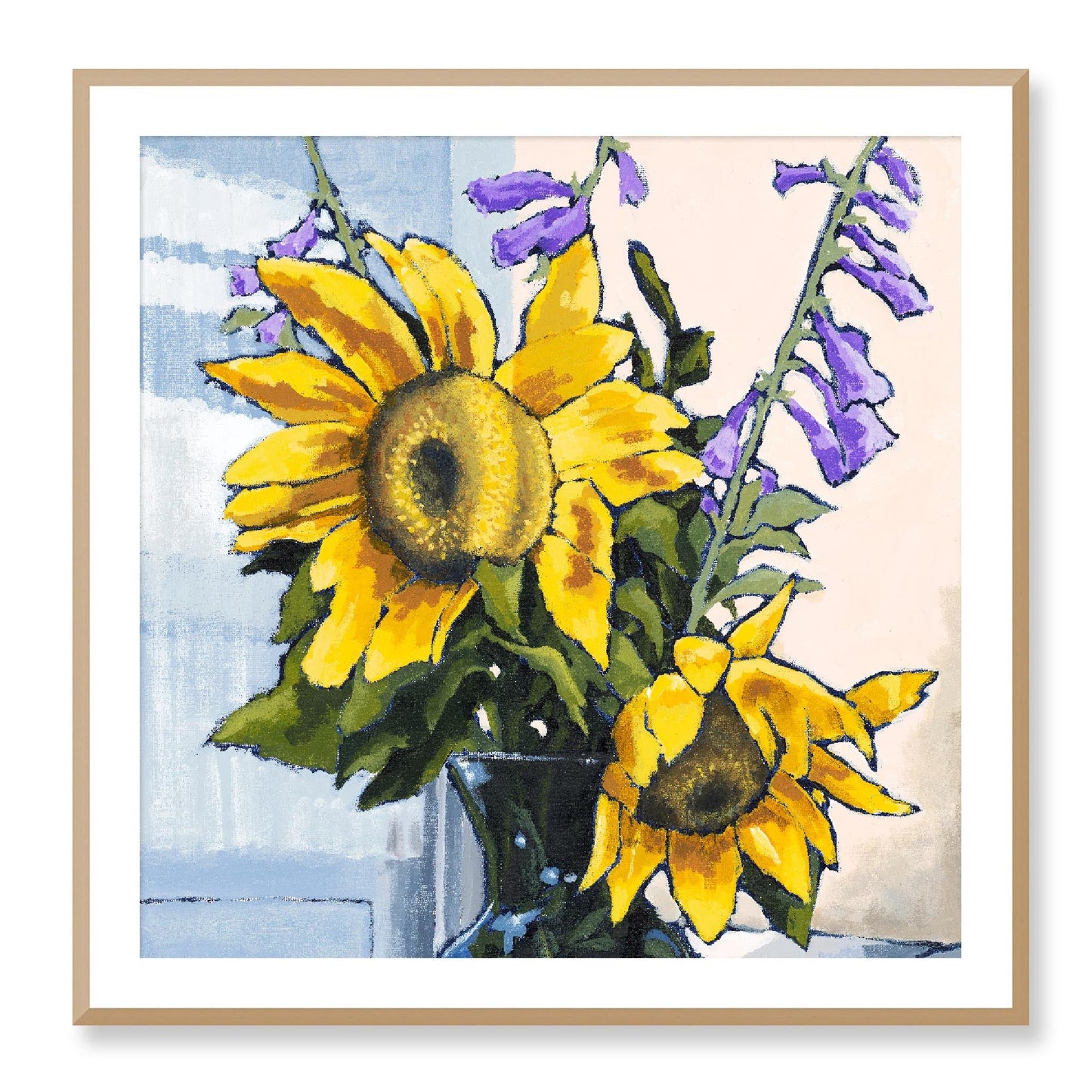 Framed Fine Art Print, White Mat - 12x12 16x16 20x20 24x24 28x28 32x32 36x36 40x40 inches | Sunflowers in Acrylic, FPS-1040-001, Prints, Fine art, White Frame, 91 x 91 cm ,36 x 36 inches