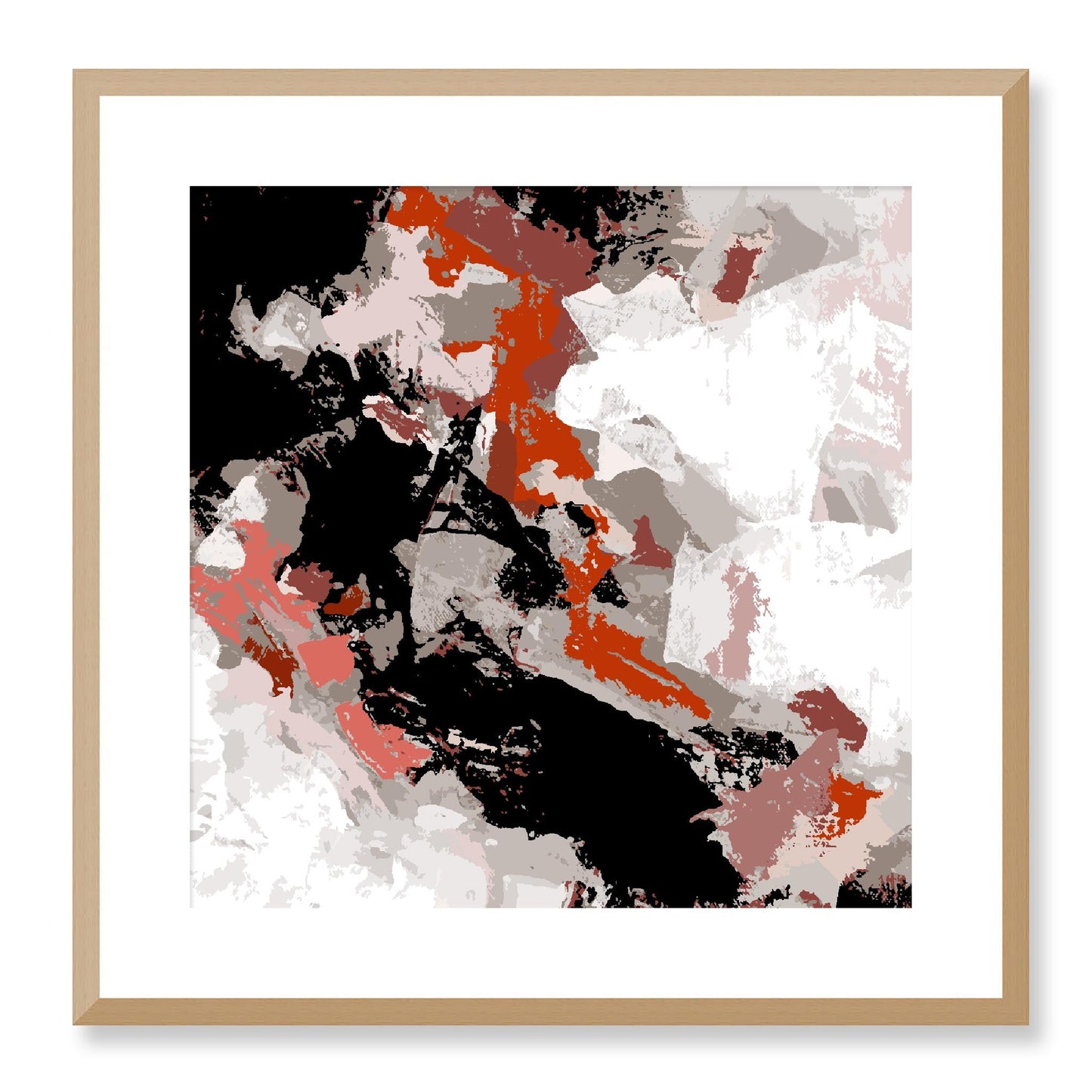 Framed Graphic Art Print, White Mat - 8x8 12x12 16x16 20x20 24x24 28x28 inches | FPS-1130-7690, Prints, Graphic art, Natural Frame, 51 x 51 cm ,20 x 20 inches