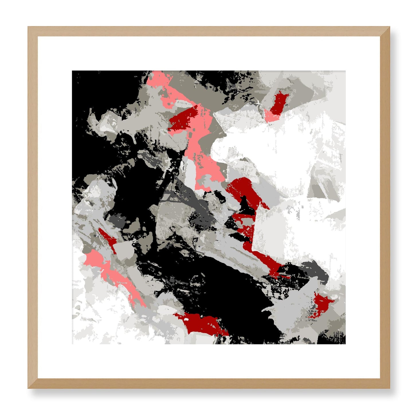 Framed Graphic Art Print, White Mat - 8x8 12x12 16x16 20x20 24x24 28x28 inches | FPS-1190-7690, Prints, Graphic art, Natural Frame, 51 x 51 cm ,20 x 20 inches