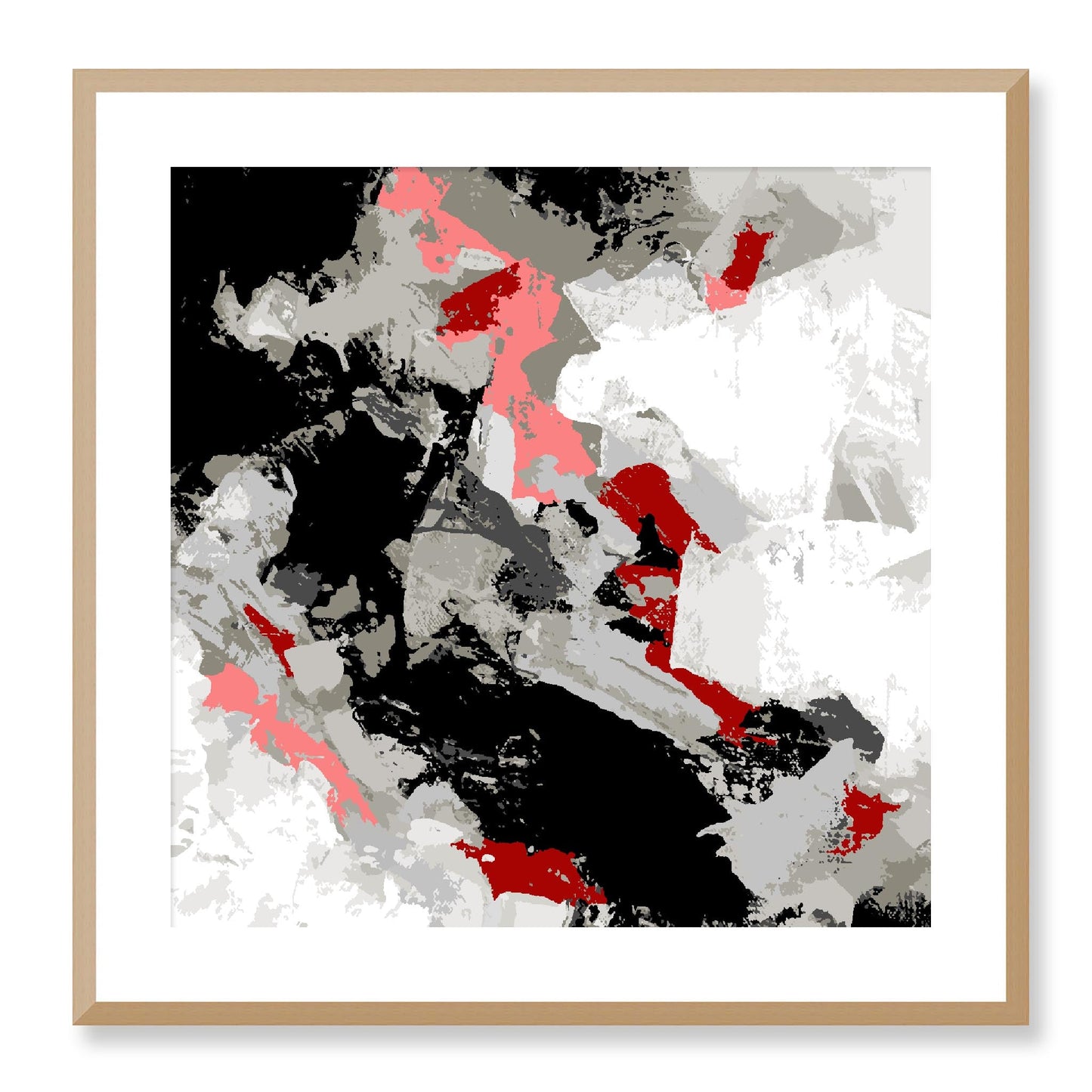 Framed Graphic Art Print, White Mat - 8x8 12x12 16x16 20x20 24x24 28x28 inches | FPS-1190-7690, Prints, Graphic art, Natural Frame, 61 x 61 cm ,24 x 24 inches