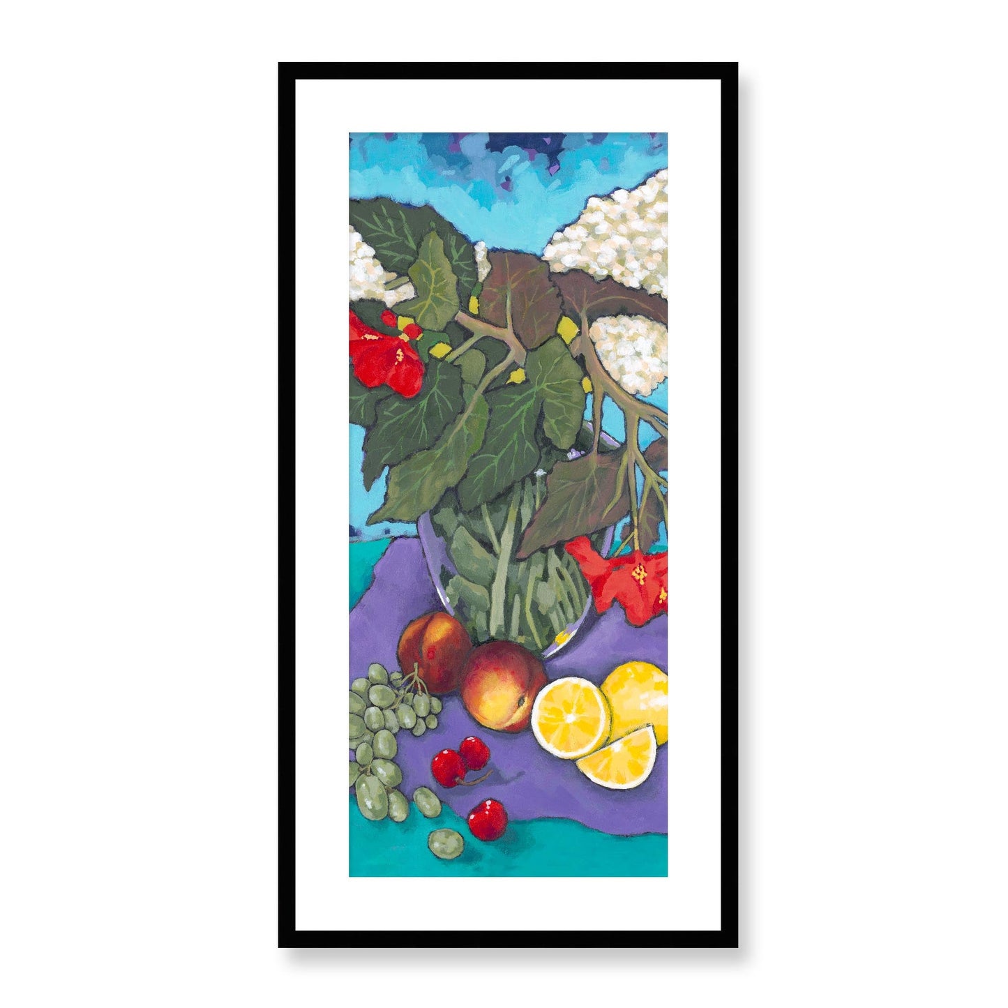 Framed Fine Art Print, White Mat - 16x32 inches | Fruit & Florals, FPT-1000-1146, Prints, Fine art, Black Frame, 41 x 81 cm ,16 x 32 inches