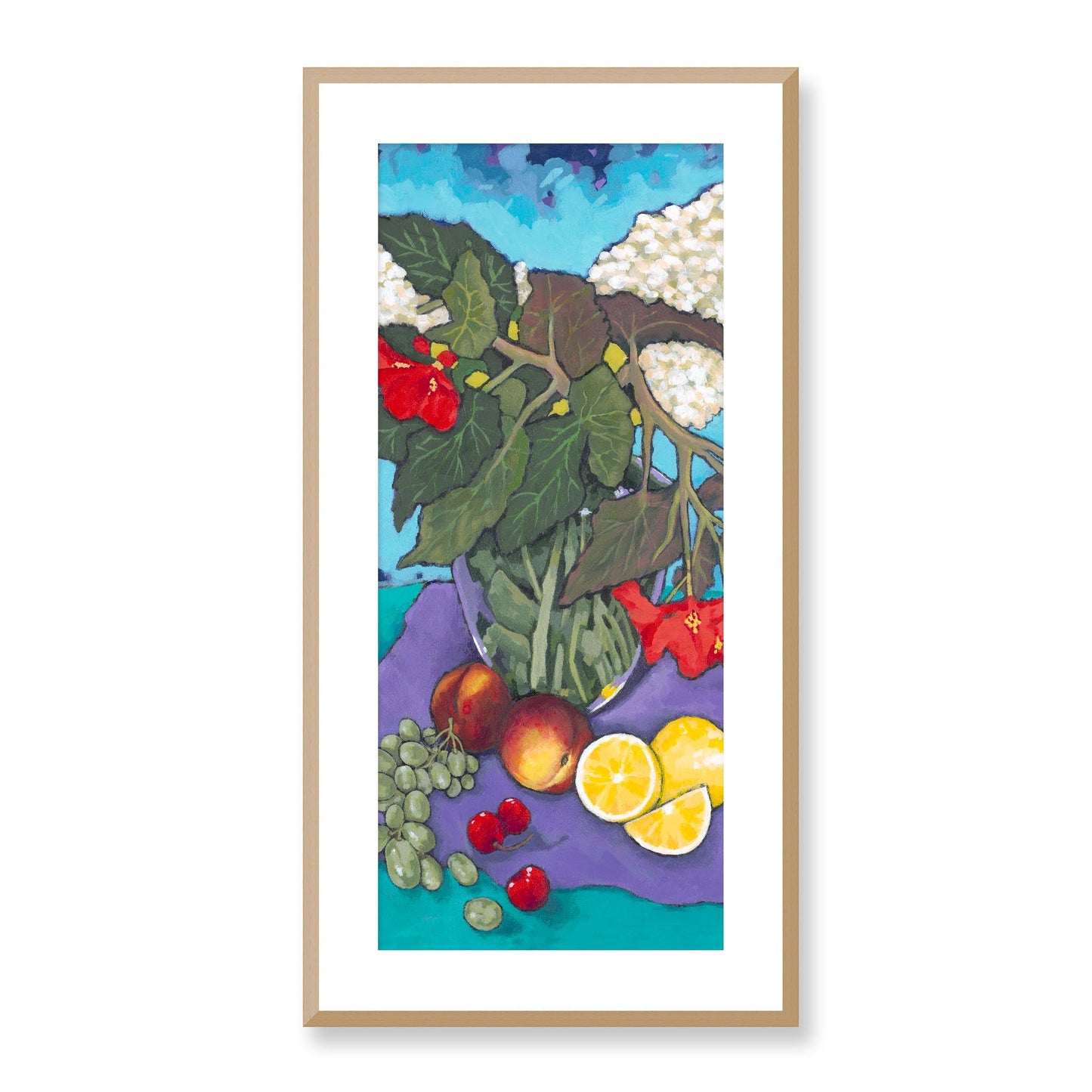 Framed Fine Art Print, White Mat - 16x32 inches | Fruit & Florals, FPT-1000-1146, Prints, Fine art, Natural Frame, 41 x 81 cm ,16 x 32 inches