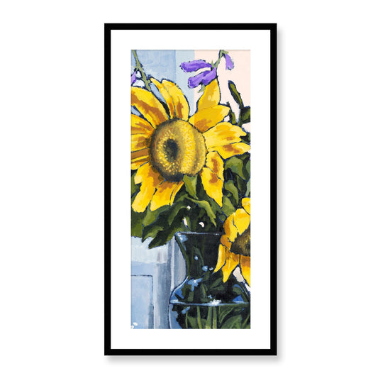Framed Fine Art Print, White Mat - 16x32 inches | Sunflowers, FPT-1040-1118-002, Prints, Fine art, Black Frame, 41 x 81 cm ,16 x 32 inches