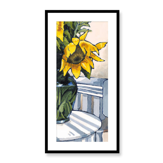 Framed Fine Art Print, White Mat - 16x32 inches | Sunflowers, FPT-1040-1118-003, Prints, Fine art, Black Frame, 41 x 81 cm ,16 x 32 inches