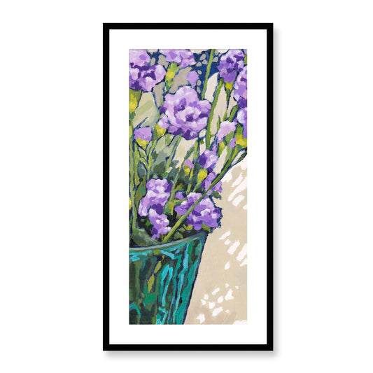 Framed Fine Art Print, White Mat - 16x32 inches | Mauve Carnations, FPT-1070-1119-001, Prints, Fine art, Black Frame, 41 x 81 cm ,16 x 32 inches