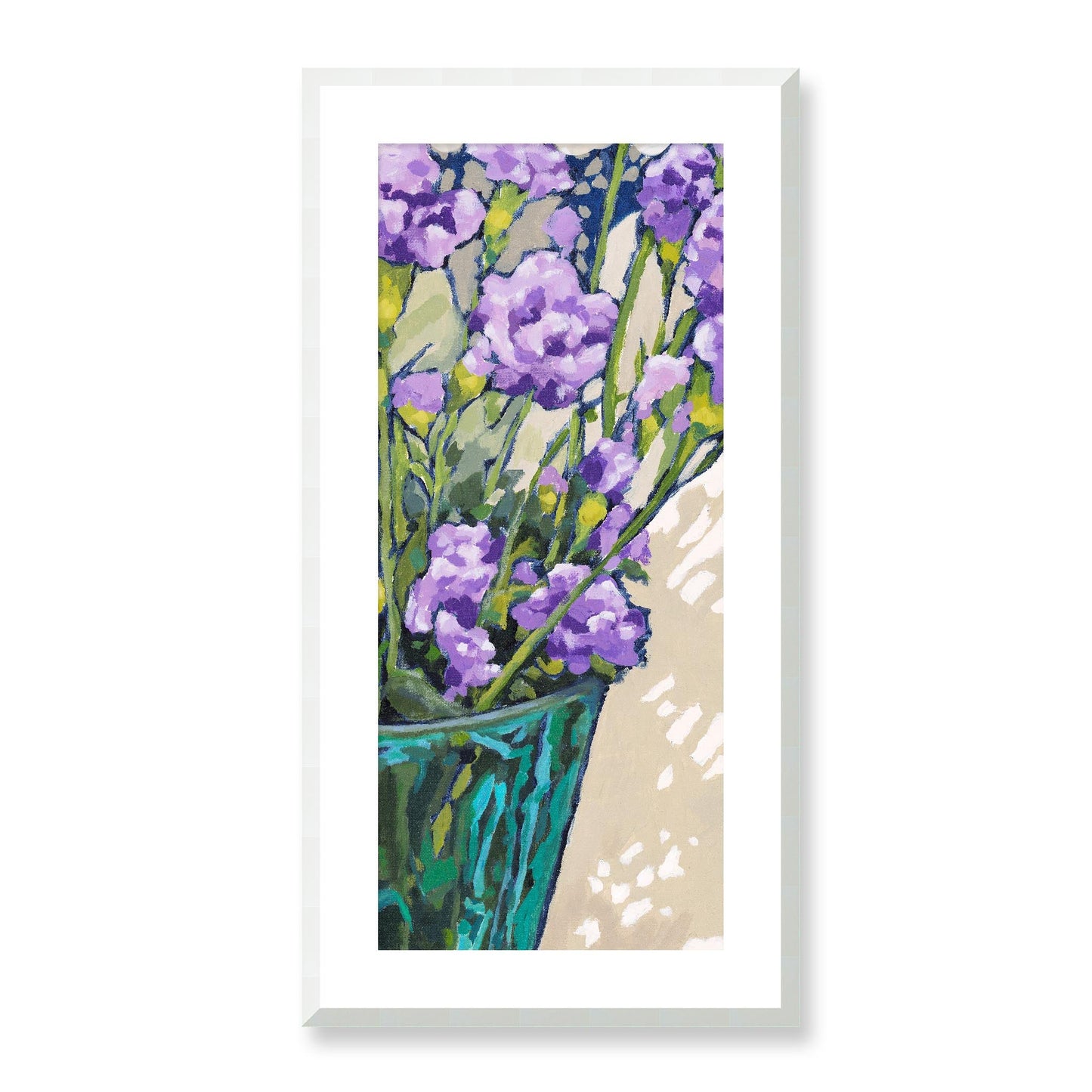 Framed Fine Art Print, White Mat - 16x32 inches | Mauve Carnations, FPT-1070-1119-001, Prints, Fine art, White Frame, 41 x 81 cm ,16 x 32 inches