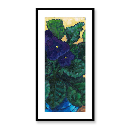 Framed Fine Art Print, White Mat - 16x32 inches | African Violets, FPT-1090-1107, Prints, Fine art, Black Frame, 41 x 81 cm ,16 x 32 inches