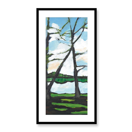 Framed Fine Art Print, White Mat - 16x33 inches | Lakeshore, FP3-1101-L, Prints, Fine art, Black Frame, 41 x 84 cm ,16 x 33 inches