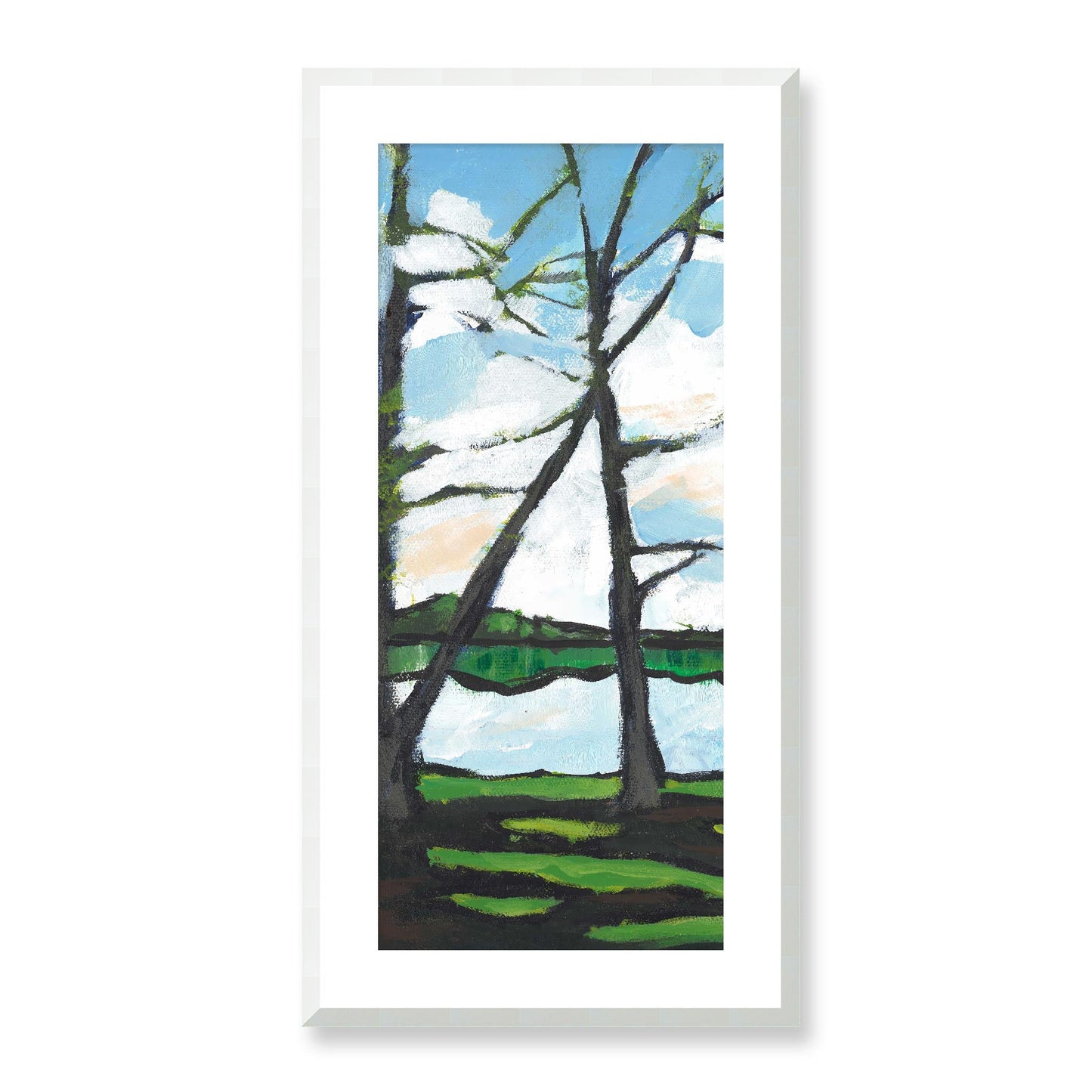 Framed Fine Art Print, White Mat - 16x33 inches | Lakeshore, FP3-1101-L, Prints, Fine art, White Frame, 41 x 84 cm ,16 x 33 inches