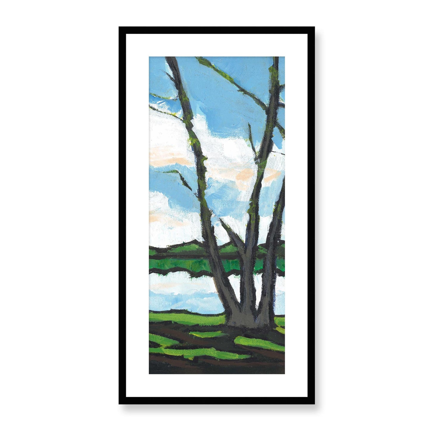 Framed Fine Art Print, White Mat - 16x33 inches | Lakeshore, FP3-1101-R, Prints, Fine art, Black Frame, 41 x 84 cm ,16 x 33 inches
