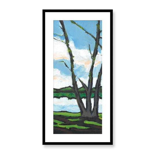 Framed Fine Art Print, White Mat - 16x33 inches | Lakeshore, FP3-1101-R, Prints, Fine art, Black Frame, 41 x 84 cm ,16 x 33 inches
