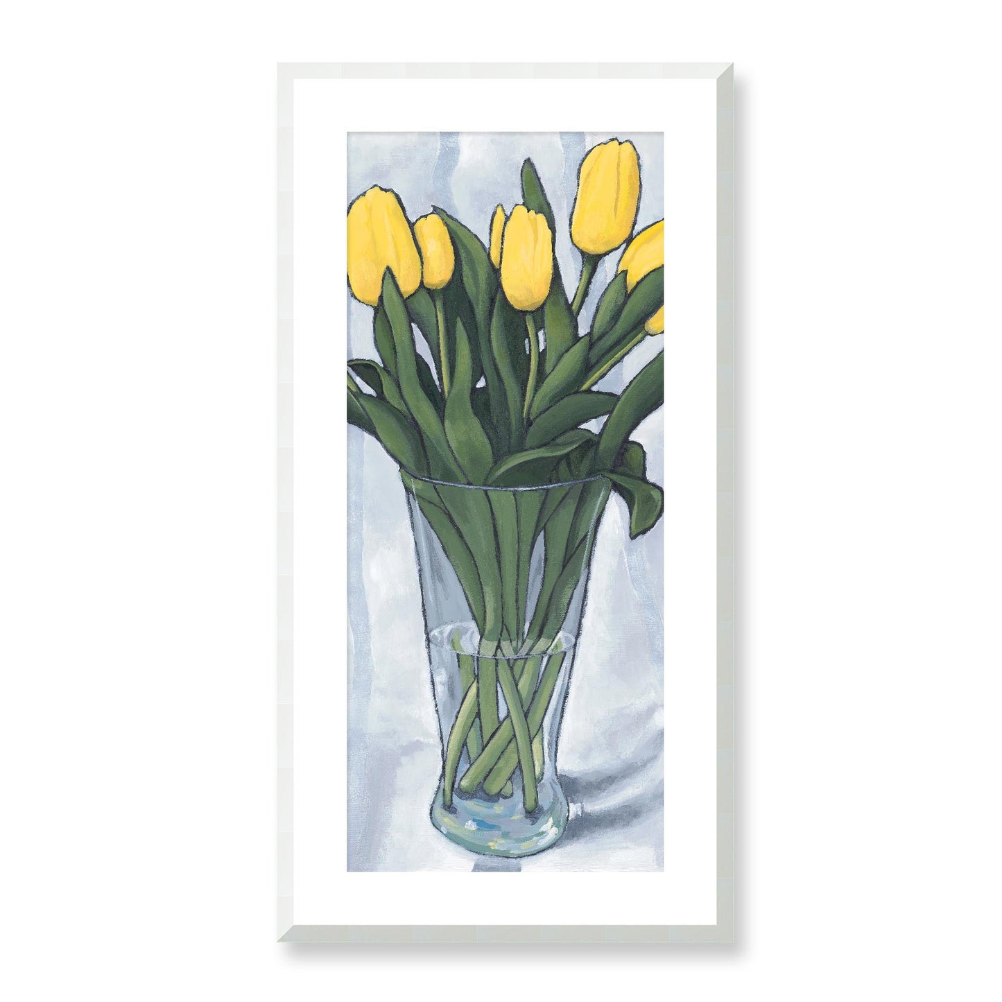 Framed Fine Art Print, White Mat - 16x32 inches | Yellow Tulips, FPT-1120-1143-001, Prints, Fine art, White Frame, 41 x 81 cm ,16 x 32 inches