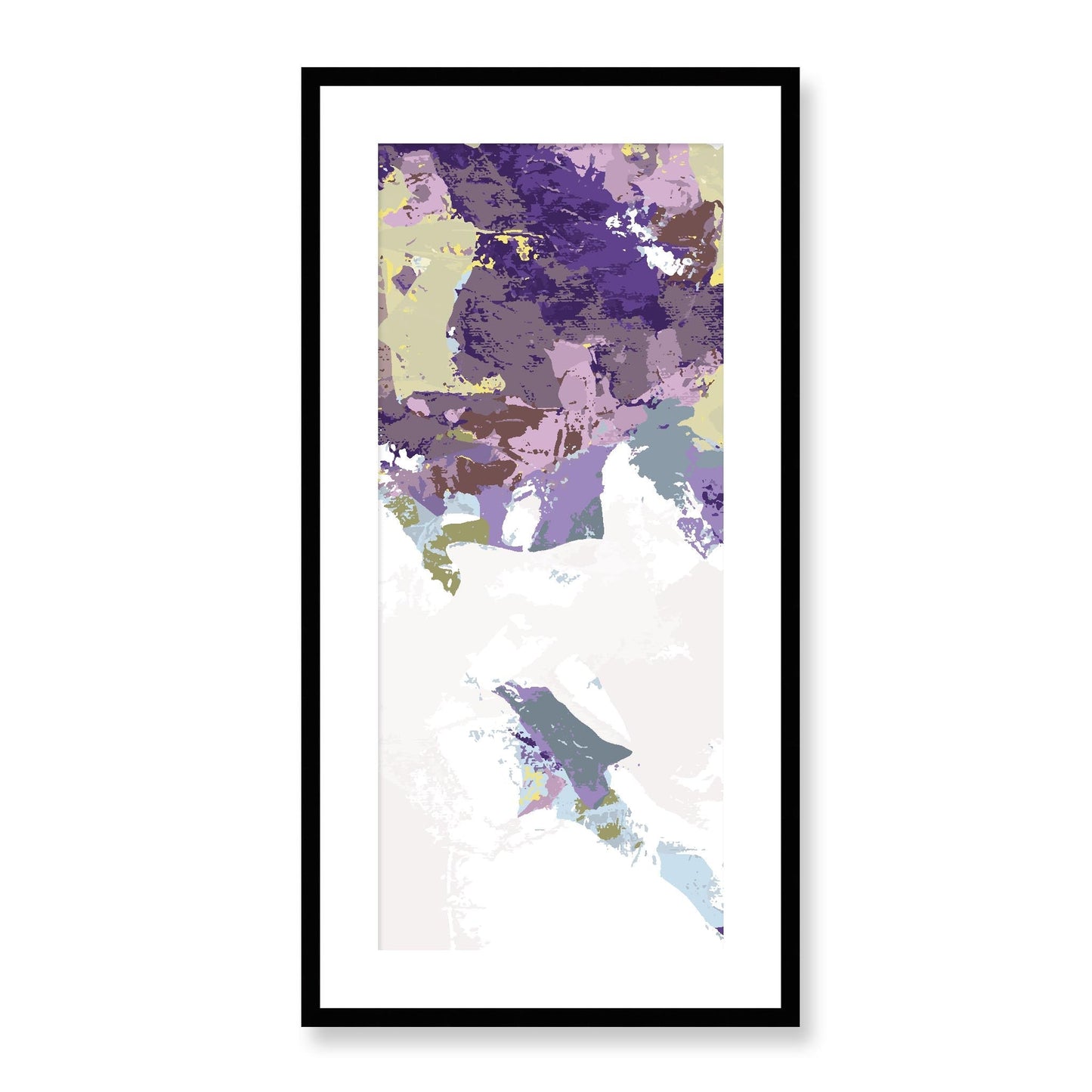 Lime Zest #1142-7693 Abstract Graphic Art Print - Moody Purple & Slate Coast Design, Panoramic Tall Layout, 2-Inch Premium Gallery Matting