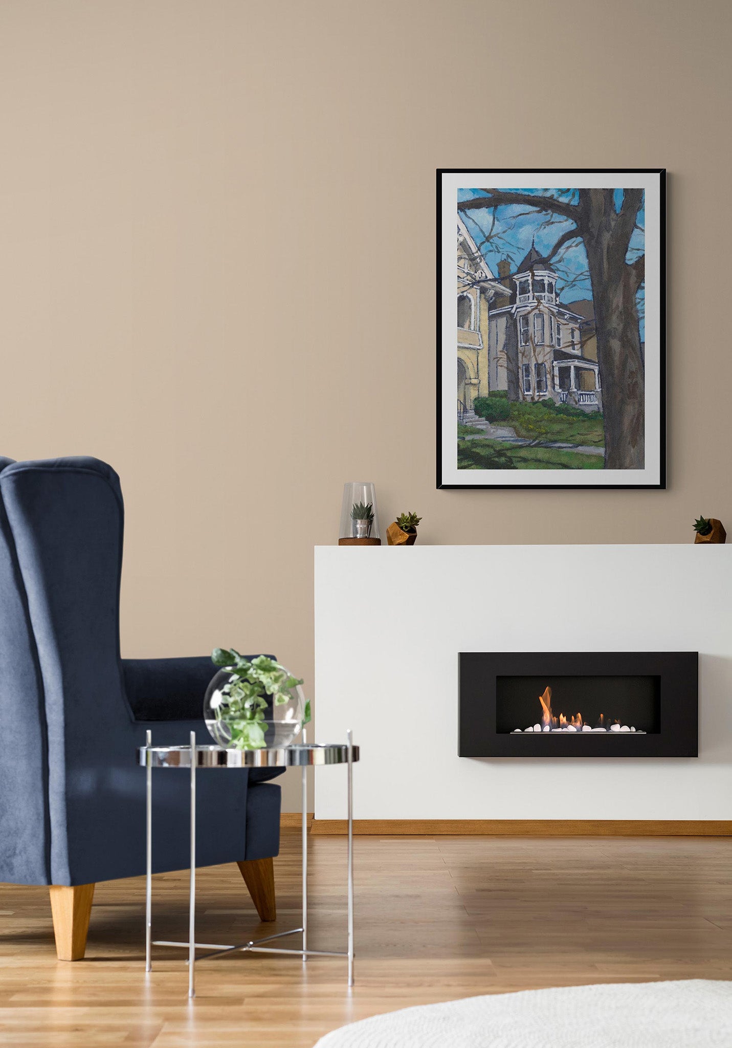 Framed Fine Art Print, White Mat - 13x16 16x20 22x28 28x36 inches | Historic Home in Acrylic, FPV-1000-1139