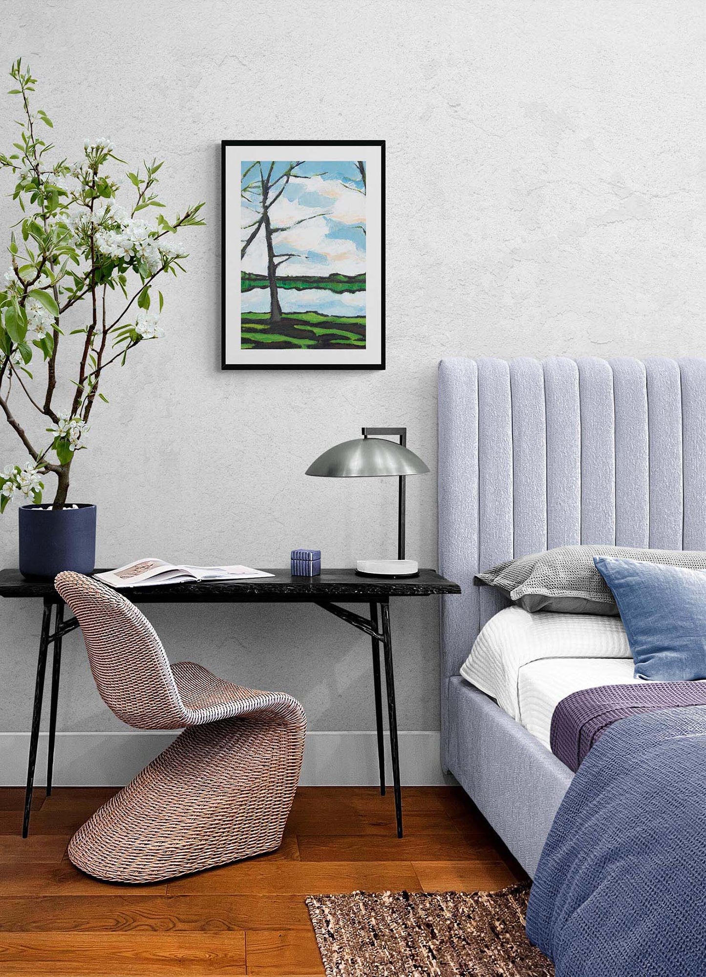 Framed Fine Art Print, White Mat - 13x16 16x20 22x28 28x36 inches | Lakeshore in Acrylic, FPV-1101-002