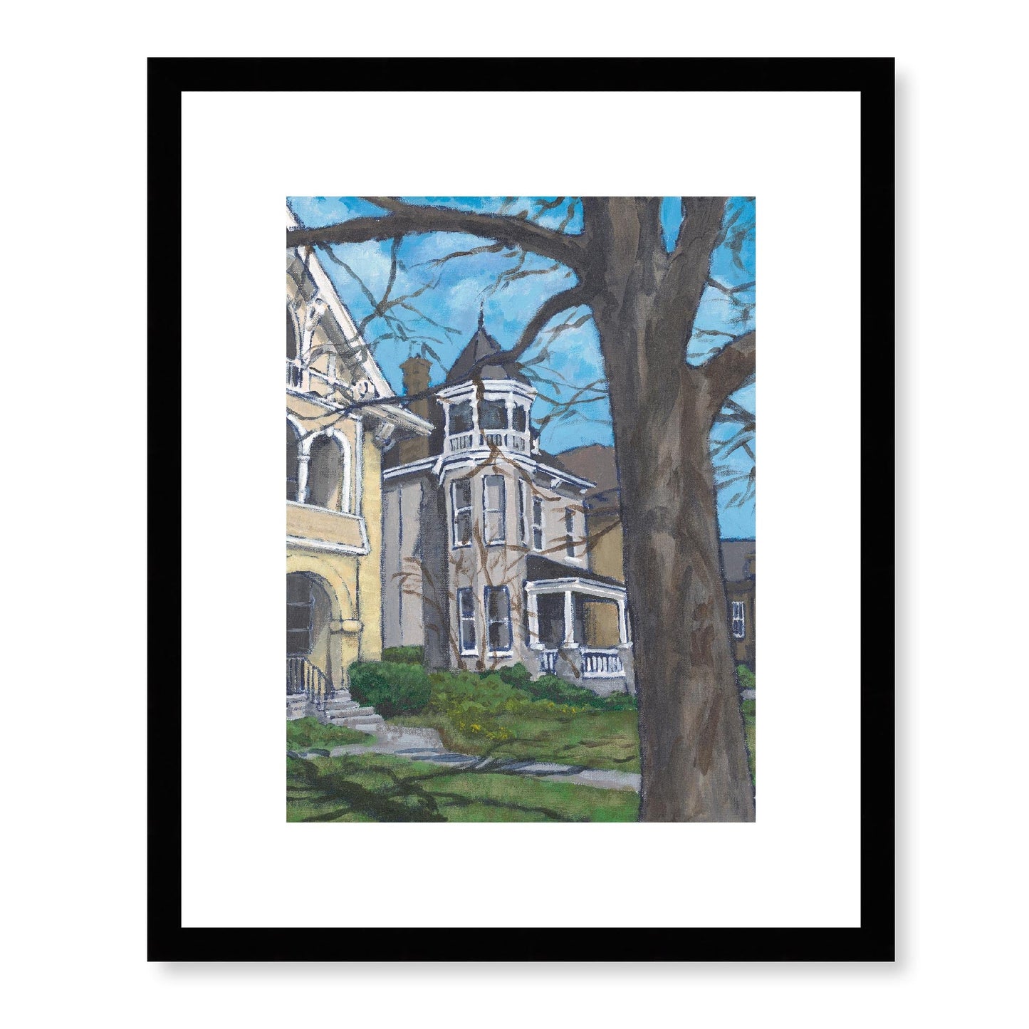 Framed Fine Art Print, White Mat - 13x16 16x20 22x28 28x36 inches | Historic Home in Acrylic, FPV-1000-1139, Prints, Fine art, Black Frame, 33 x 41 cm ,13 x 16 inches