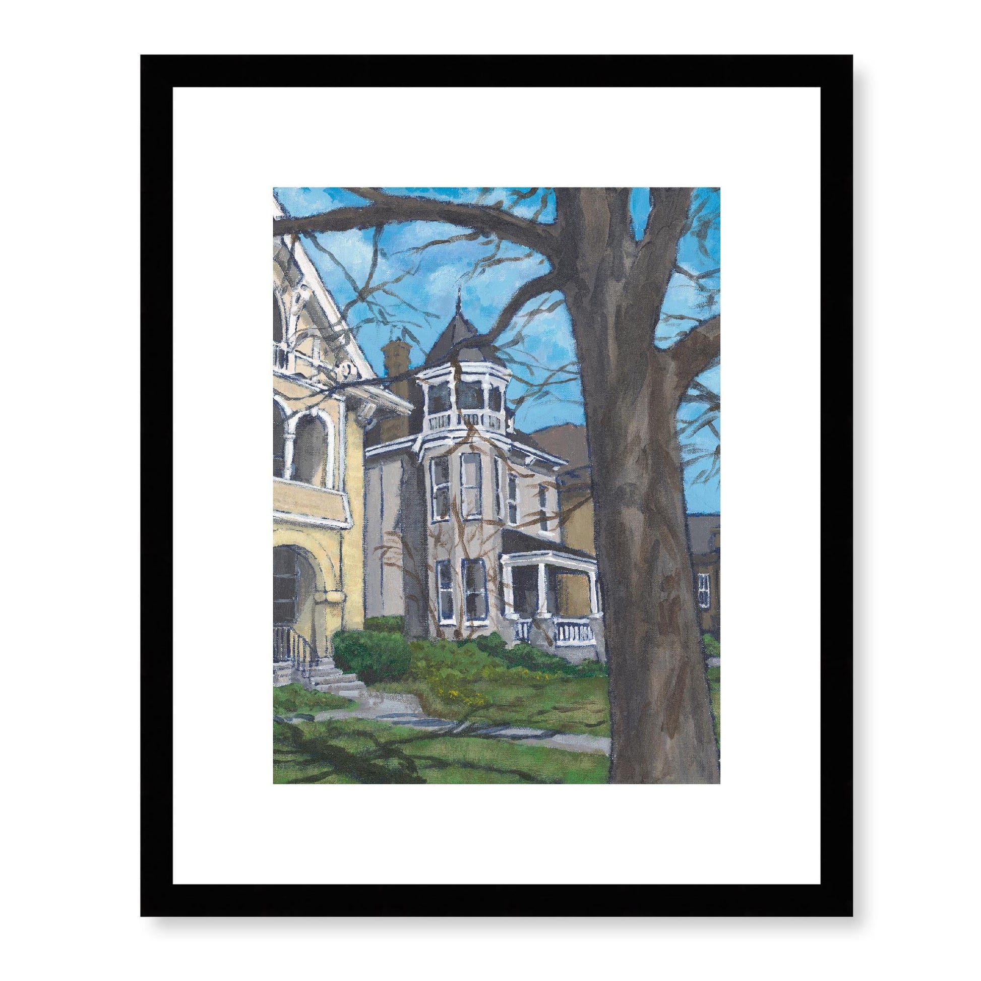 Framed Fine Art Print, White Mat - 13x16 16x20 22x28 28x36 inches | Historic Home in Acrylic, FPV-1000-1139, Prints, Fine art, Black Frame, 33 x 41 cm ,13 x 16 inches