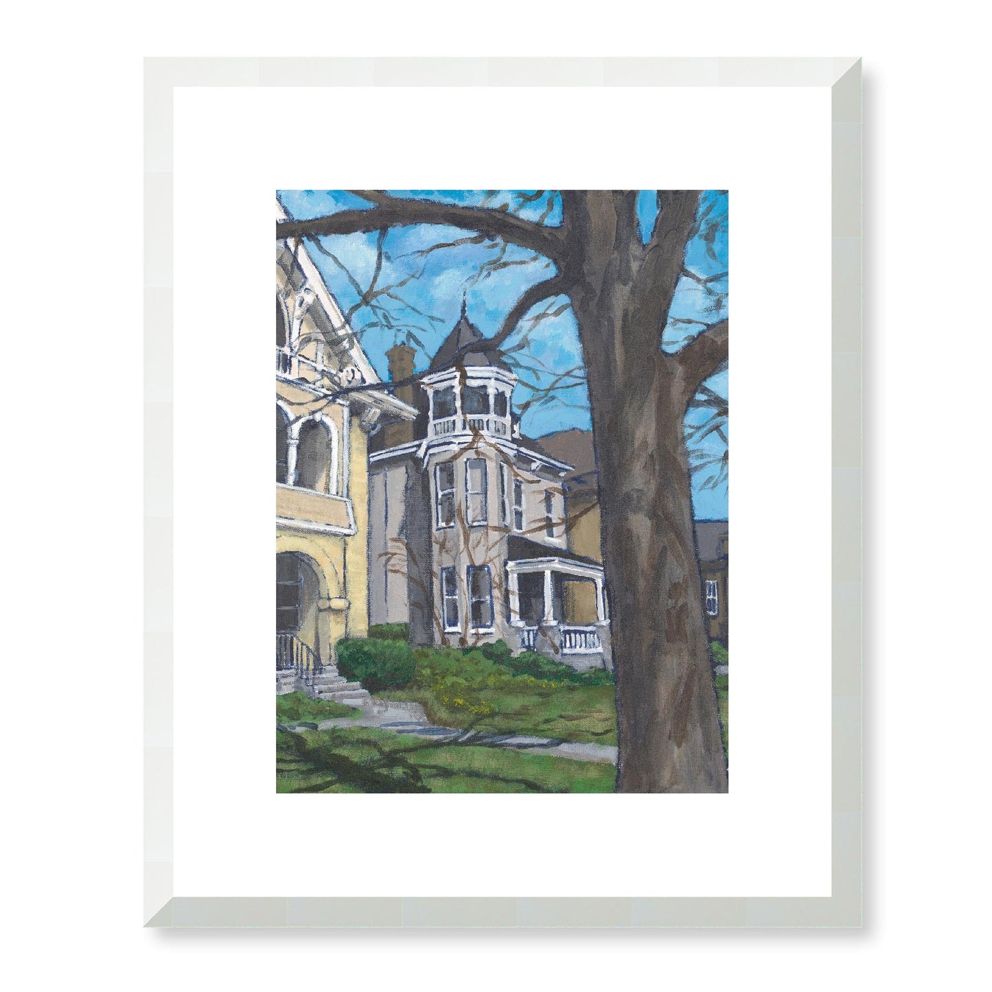 Framed Fine Art Print, White Mat - 13x16 16x20 22x28 28x36 inches | Historic Home in Acrylic, FPV-1000-1139, Prints, Fine art, White Frame, 33 x 41 cm ,13 x 16 inches