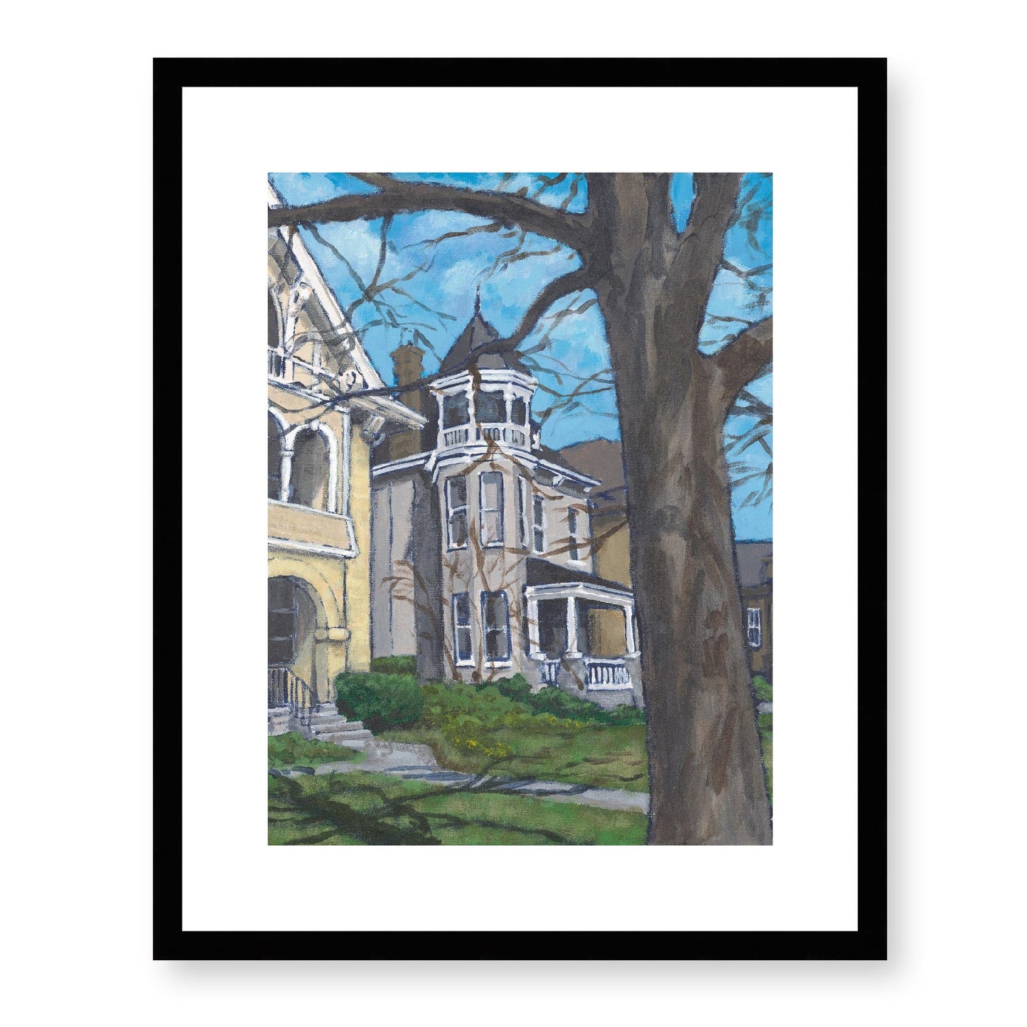 Framed Fine Art Print, White Mat - 13x16 16x20 22x28 28x36 inches | Historic Home in Acrylic, FPV-1000-1139, Prints, Fine art, Black Frame, 41 x 51 cm ,16 x 20 inches