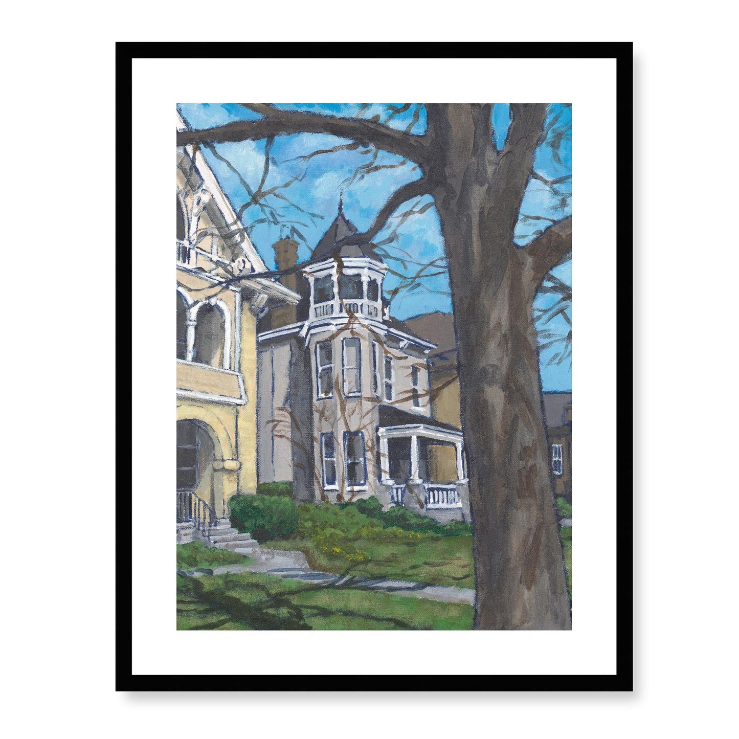 Framed Fine Art Print, White Mat - 13x16 16x20 22x28 28x36 inches | Historic Home in Acrylic, FPV-1000-1139, Prints, Fine art, Black Frame, 56 x 71 cm ,22 x 28 inches