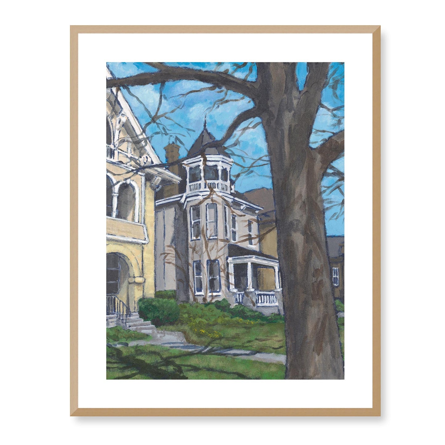 Framed Fine Art Print, White Mat - 13x16 16x20 22x28 28x36 inches | Historic Home in Acrylic, FPV-1000-1139, Prints, Fine art, Natural Frame, 56 x 71 cm ,22 x 28 inches