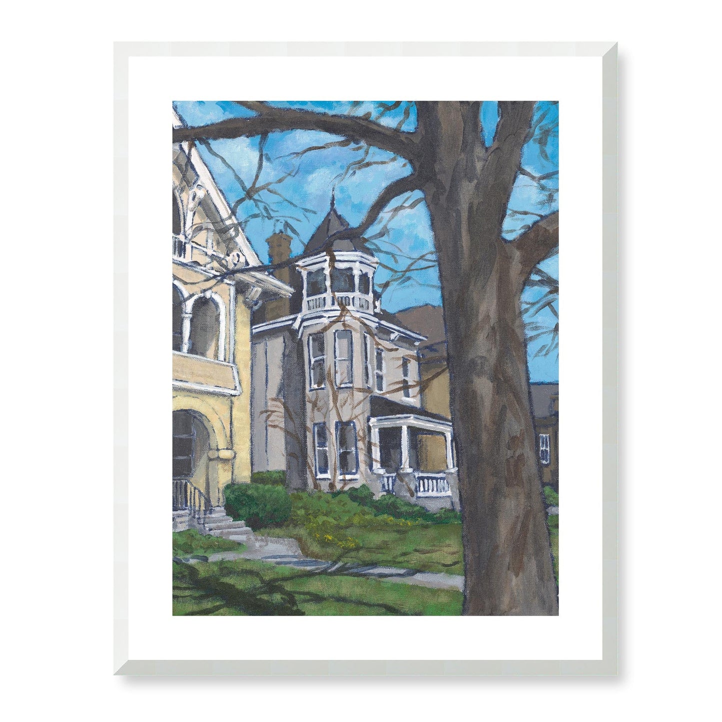 Framed Fine Art Print, White Mat - 13x16 16x20 22x28 28x36 inches | Historic Home in Acrylic, FPV-1000-1139, Prints, Fine art, White Frame, 56 x 71 cm ,22 x 28 inches