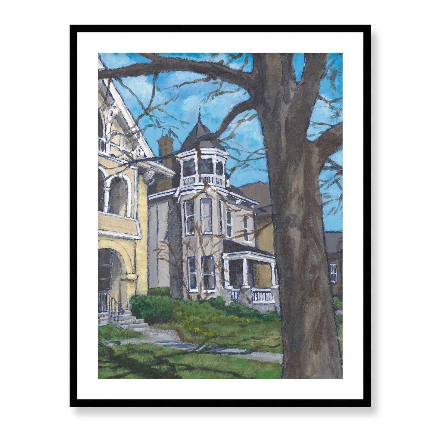 Framed Fine Art Print, White Mat - 13x16 16x20 22x28 28x36 inches | Historic Home in Acrylic, FPV-1000-1139, Prints, Fine art, Black Frame, 71 x 91 cm ,28 x 36 inches