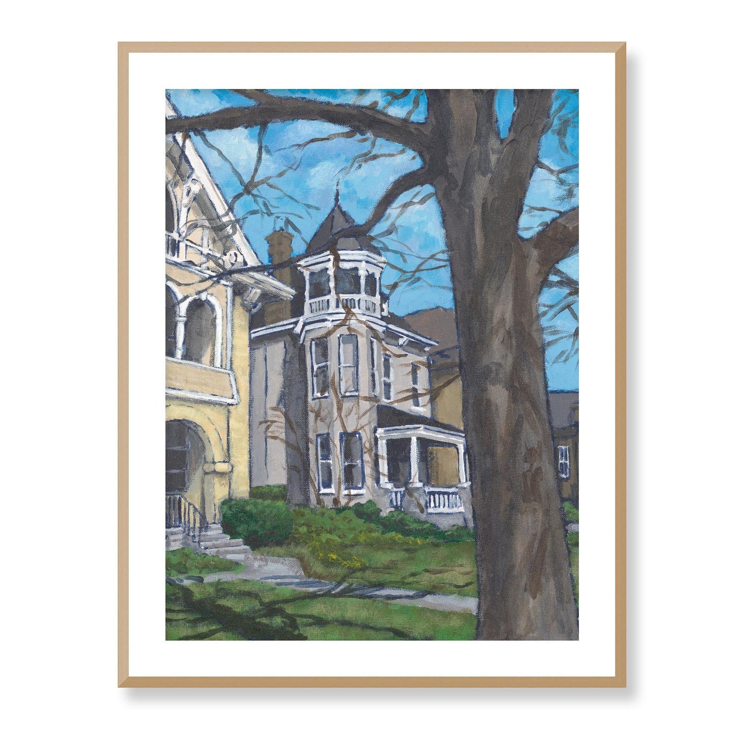 Framed Fine Art Print, White Mat - 13x16 16x20 22x28 28x36 inches | Historic Home in Acrylic, FPV-1000-1139, Prints, Fine art, Natural Frame, 71 x 91 cm ,28 x 36 inches