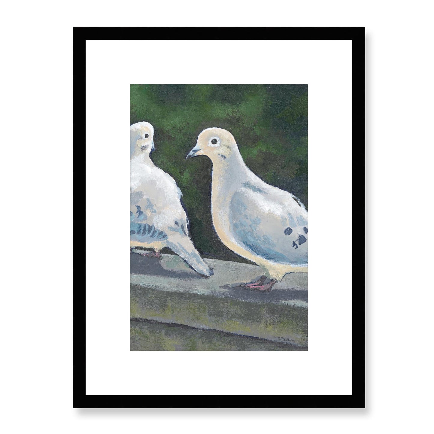 Framed Fine Art Print, White Mat - 12x16 16x22 20x28 24x34 28x40 | Mourning Doves, FPV-1000-1125, Prints, Fine art, Black Frame, 30 x 41 cm ,12 x 16 inches
