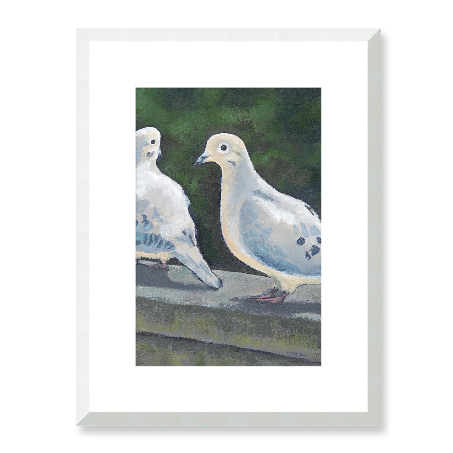 Framed Fine Art Print, White Mat - 12x16 16x22 20x28 24x34 28x40 | Mourning Doves, FPV-1000-1125, Prints, Fine art, White Frame, 30 x 41 cm ,12 x 16 inches