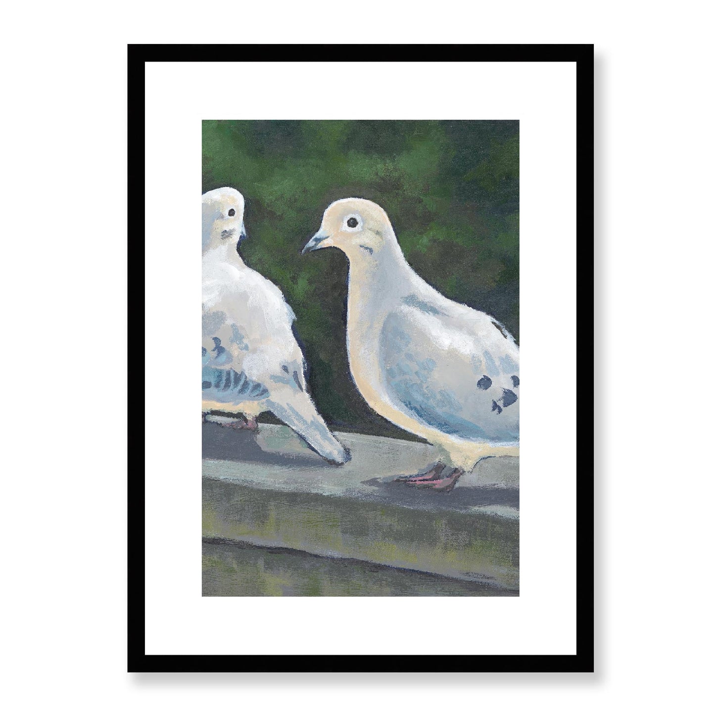 Framed Fine Art Print, White Mat - 12x16 16x22 20x28 24x34 28x40 | Mourning Doves, FPV-1000-1125, Prints, Fine art, Black Frame, 41 x 56 cm ,16 x 22 inches