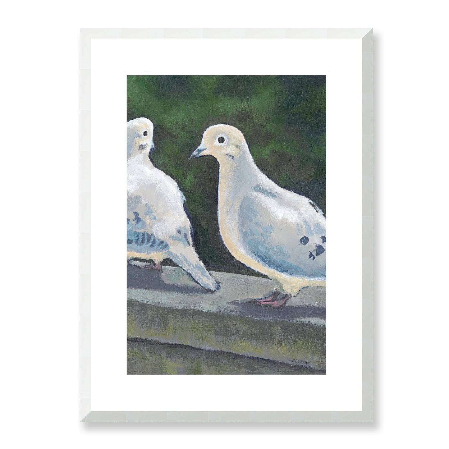 Framed Fine Art Print, White Mat - 12x16 16x22 20x28 24x34 28x40 | Mourning Doves, FPV-1000-1125, Prints, Fine art, White Frame, 41 x 56 cm ,16 x 22 inches