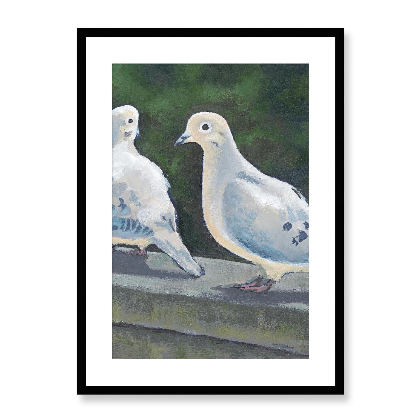 Framed Fine Art Print, White Mat - 12x16 16x22 20x28 24x34 28x40 | Mourning Doves, FPV-1000-1125, Prints, Fine art, Black Frame, 51 x 71 cm ,20 x 28 inches