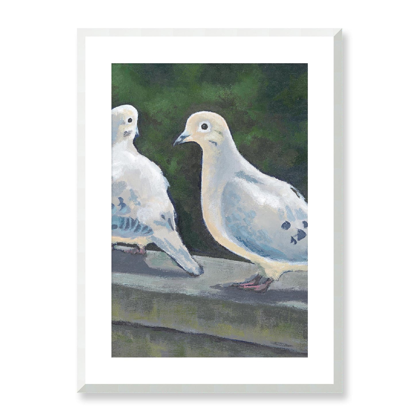 Framed Fine Art Print, White Mat - 12x16 16x22 20x28 24x34 28x40 | Mourning Doves, FPV-1000-1125, Prints, Fine art, White Frame, 51 x 71 cm ,20 x 28 inches